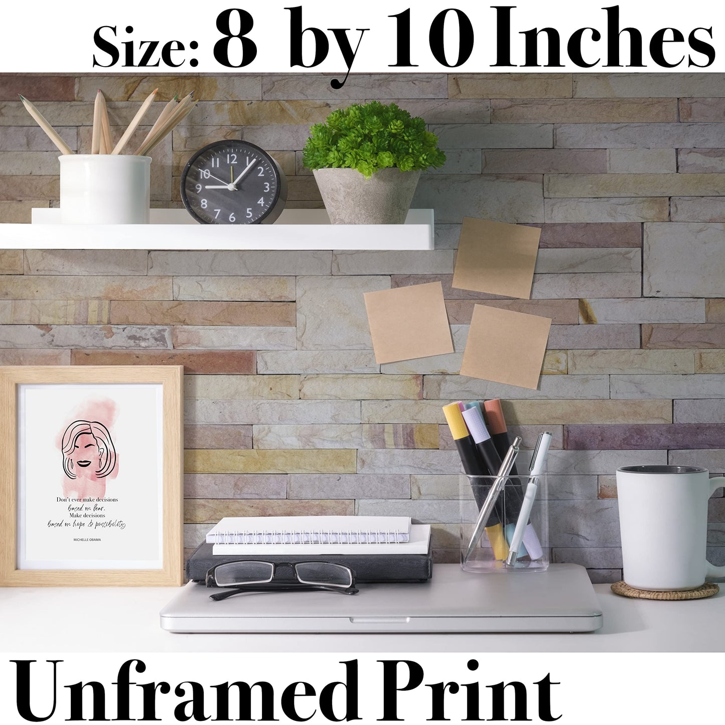 Michelle Obama Quotes Wall Art Poster - Wall Decor for Bedroom Posters - African American Black People Wall Art - Office Inspirational Art For Women - 8x10 In Print