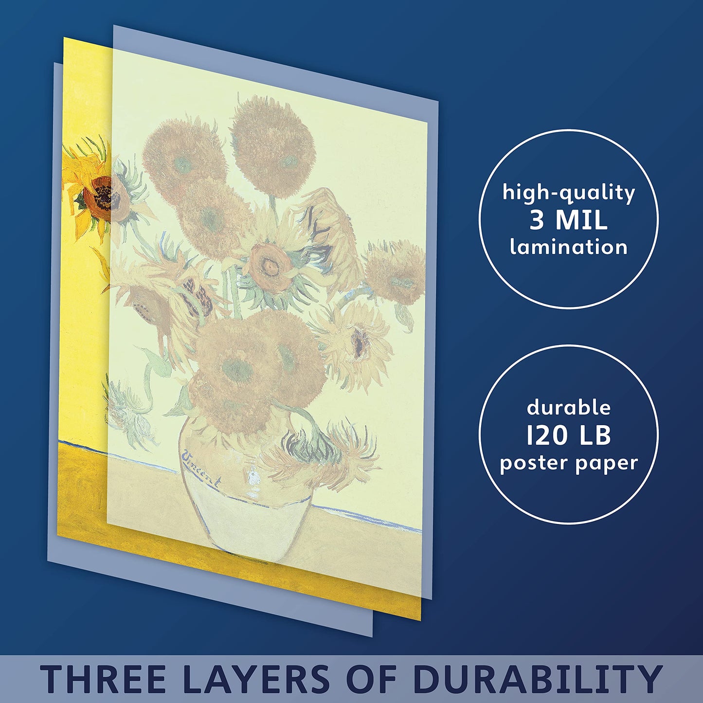 Sunflowers by Vincent Van Gogh - Fine Art Poster Print (LAMINATED, 18" x 24")