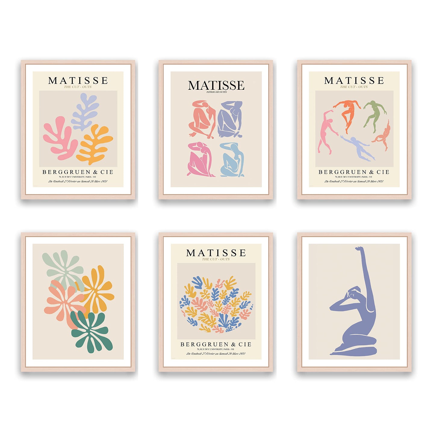 Cornerora Matisse Prints, Matisse Wall Art, Danish Posters, Danish Pastel Wall Décor for Room Aesthetic Henri Mattisse Prints, 8x10 inches unframed, Set of 6 (Pastel Matisse)