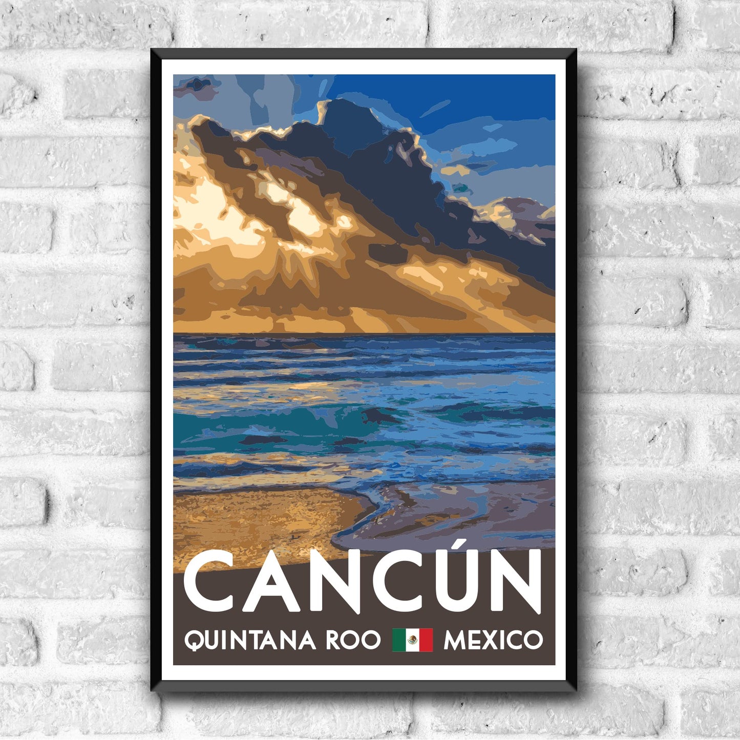 GO SEE DESIGN Cancún Vintage-Style Travel Poster/Postcard - 8x10-12x18-18x24-24x36 / 4x6 WPA Style Art Print Cancun Quintana Roo Mexico (4x6 Inch Postcard)