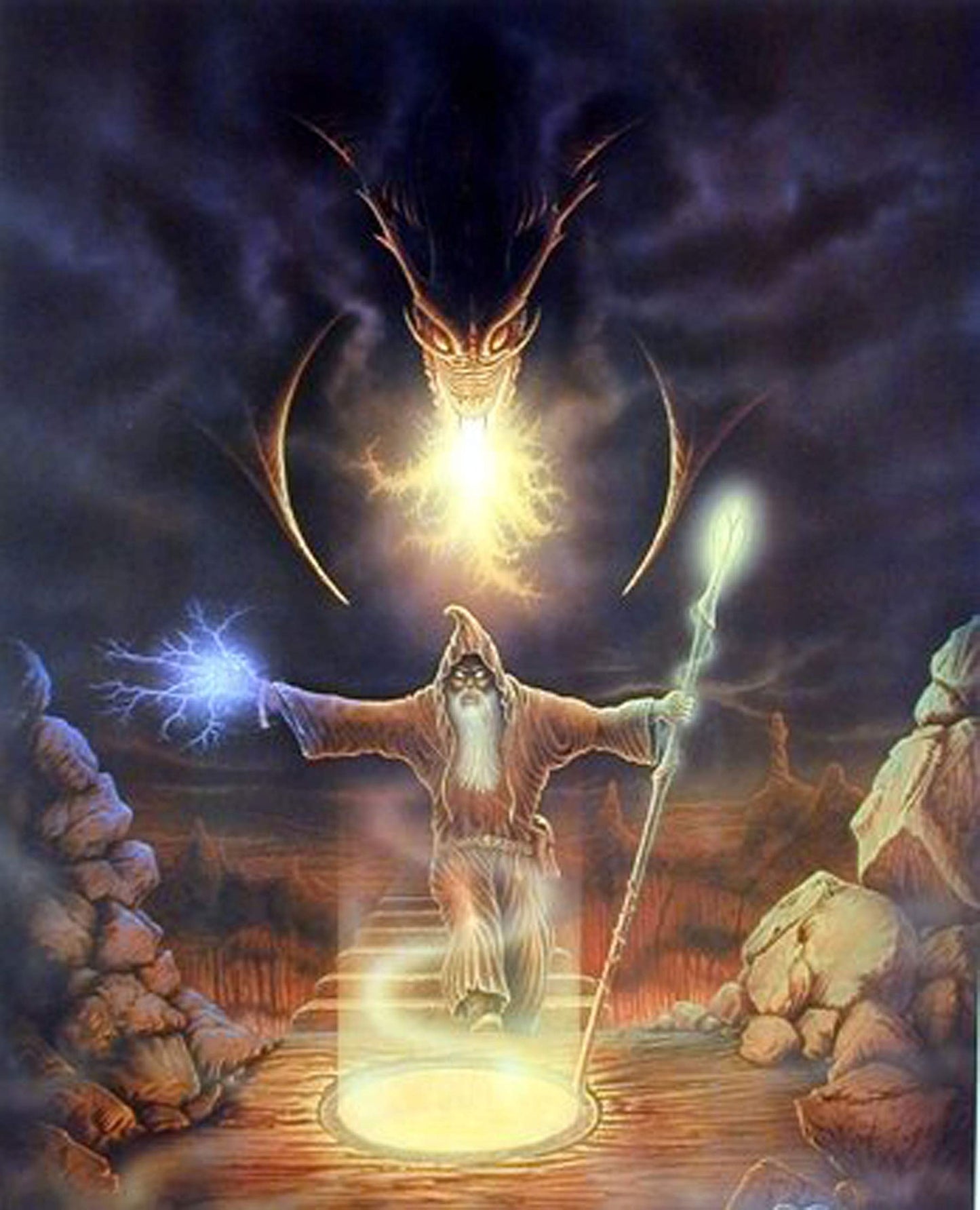 Magical Fire Dragon Wizard Kids Room Fantasy Four Set 8x10 Picture Wall Decor Art Print Posters