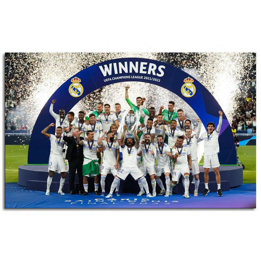 Real Madrid CF Champions League Winners 2022 Poster Canvas Prints Poster Wall Art For Home Office Decorations Unframed 13"x8"