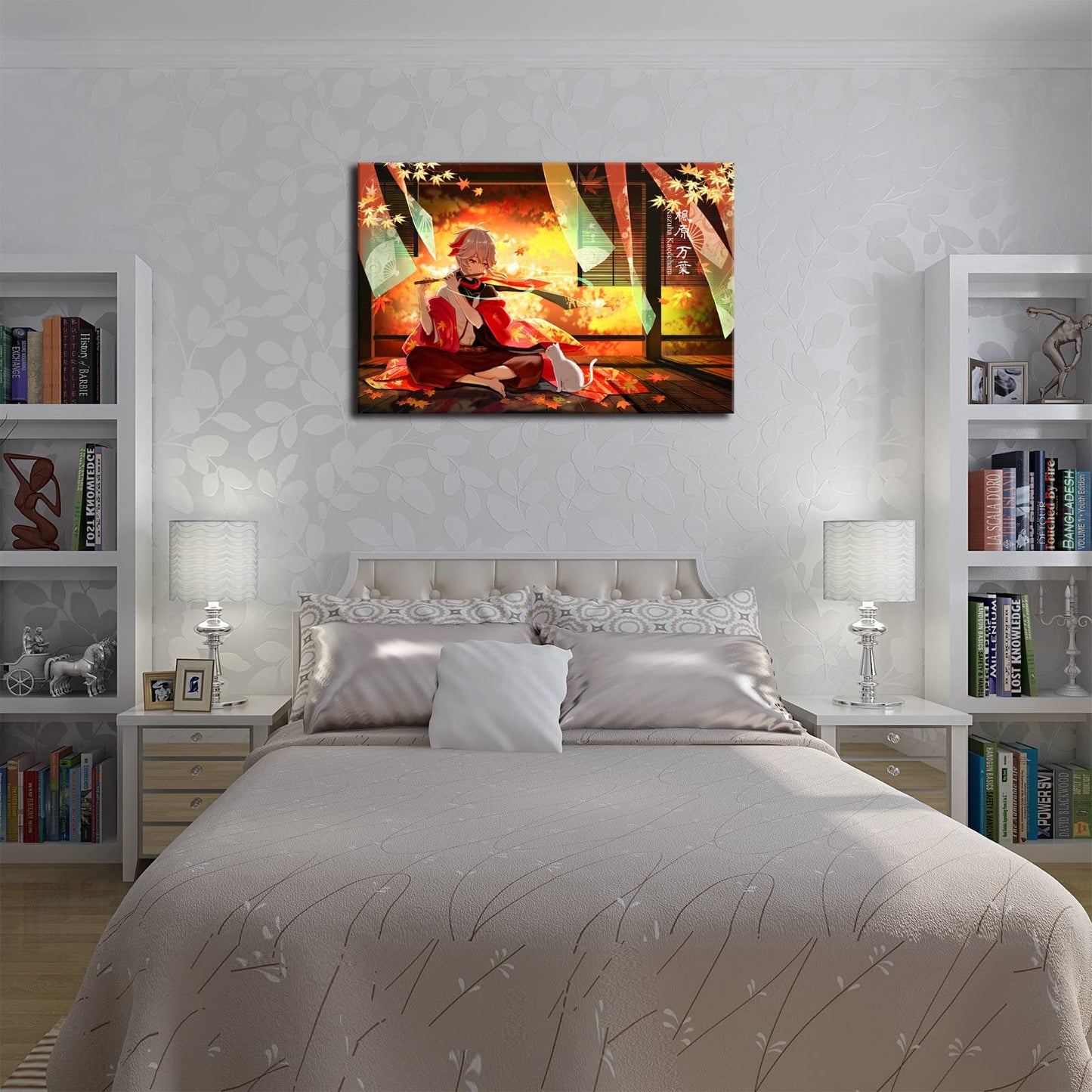 Genshin Impact Kaedehara Kazuha Wall Art Canvas Print Poster,Posters for Boys Room,Living Room Bedroom Bathroom Decor EMXEE (12x18 No Framed,B),White