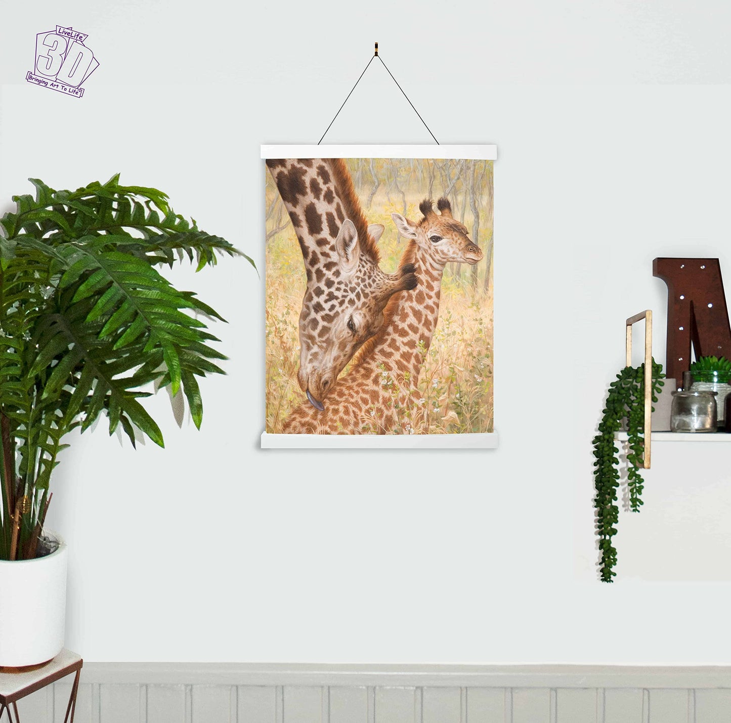 3D LiveLife Lenticular Wall Art Prints - Tender Love from Deluxebase. Unframed 3D Giraffe Poster. Perfect wall decor. Original artwork licensed from renowned artist, Beth Hoselton