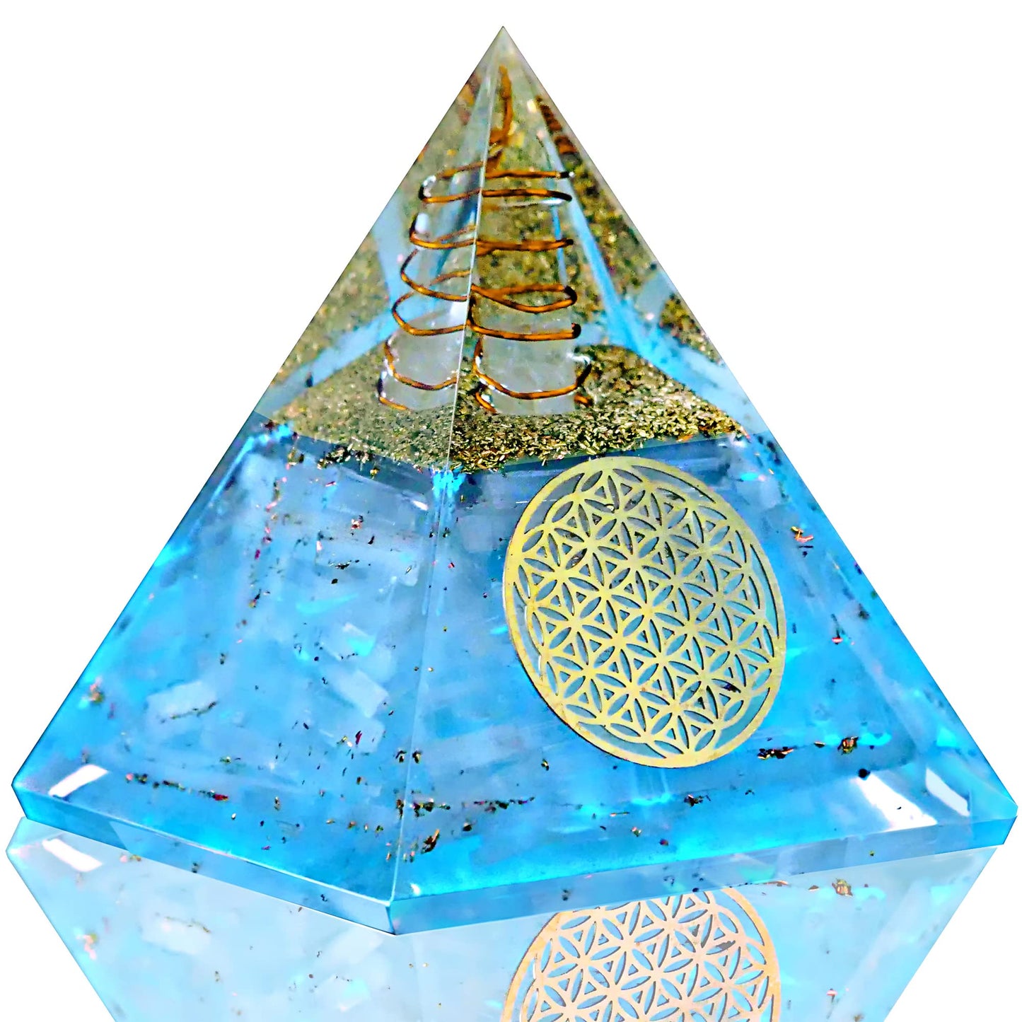 Anaya Agate Selenite Glow Orgonite Pyramid – Handmade Selenite Orgone Pyramid for High Frequency Vibration, Powers of Manifestation – White Crystal Pyramid Promotes Peace and Calmness