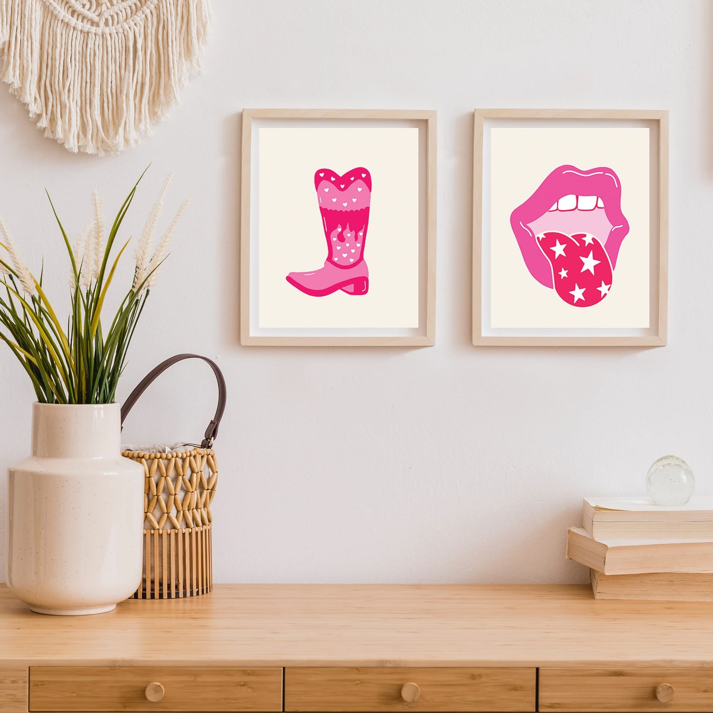 Woonkit 12 set Preppy Room Decor Aesthetic, Hot Pink Stuff, College Dorm Room Decor, Trendy Cute Bedroom Home Office Living Room Posters, Teen Girl Wall Art Prints, Wall Collage Kit, Preppy Hot Pink