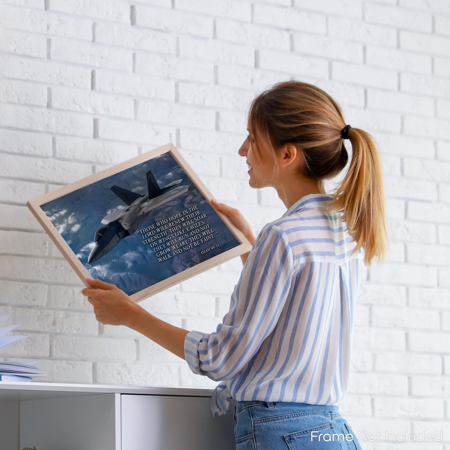 Inspirational Wall Art Co. - Bible Verse - Veteran Air Force Jet Aircraft Sky Infantry Religious Motivational Players Quotes Posters - Print Home Gift Bedroom Decor - 11X14 inches