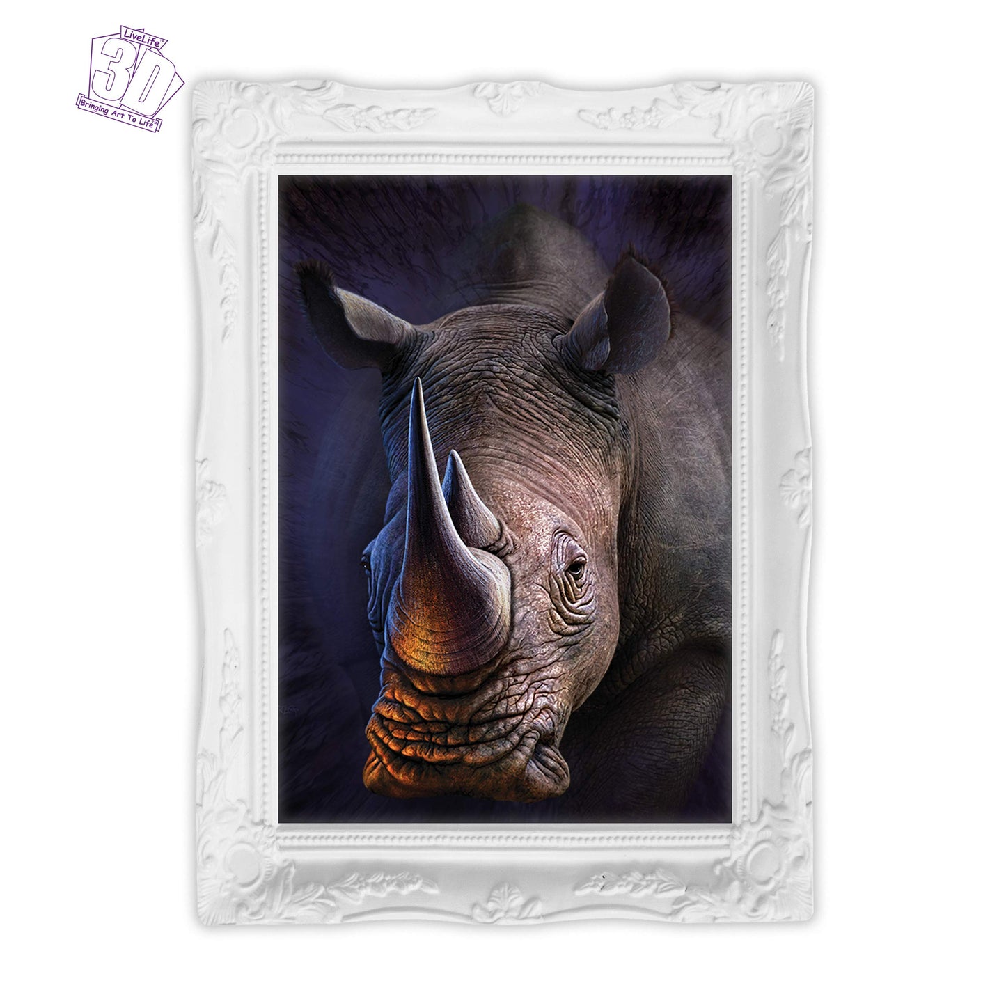 3D LiveLife Lenticular Wall Art Prints - White Rhino from Deluxebase. Unframed 3D Safari Animal Poster. Perfect wall decor. Original artwork licensed from renowned artist, Jerry LoFaro