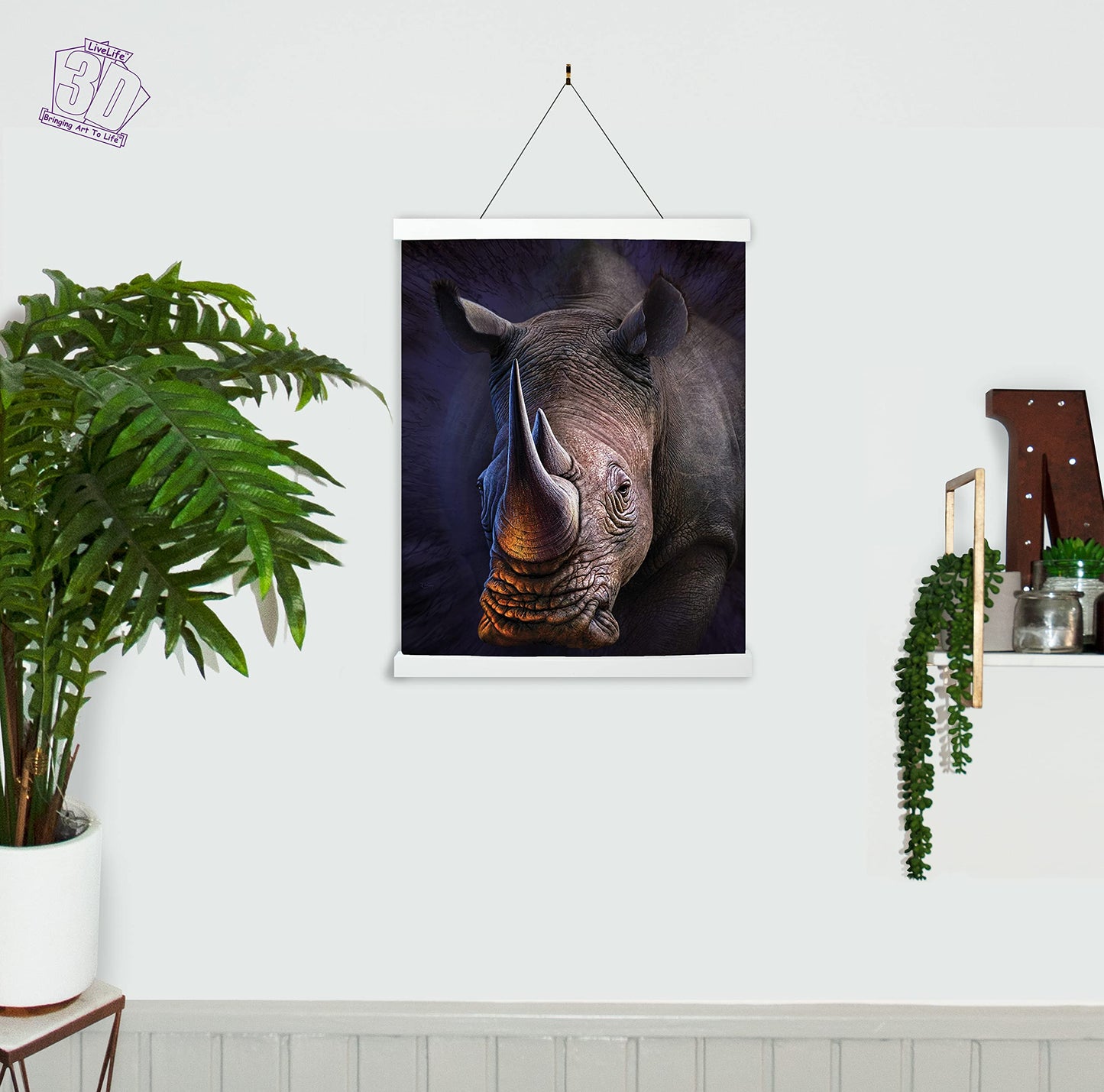 3D LiveLife Lenticular Wall Art Prints - White Rhino from Deluxebase. Unframed 3D Safari Animal Poster. Perfect wall decor. Original artwork licensed from renowned artist, Jerry LoFaro