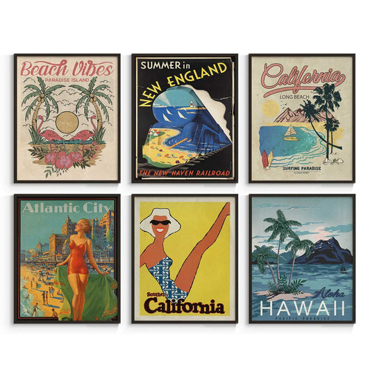 ARPEOTCY Beachy Room Decor Aesthetic, Coconut Girl Aesthetic Wall Art Prints, Hawaii Surfboard Wall Decor, Posters for Teen Girls Bedroom Aesthetic, Set of 6, 8x10in, Unframed