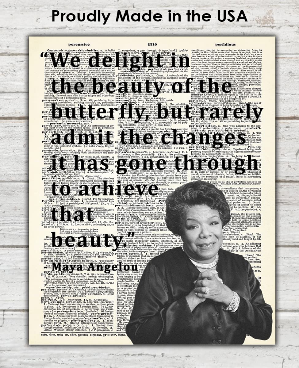 Inspirational Wall Art Poster "We Delight in the Beauty…", Maya Angelou 8x10 Motivational Wall Art & Positive Affirmations Wall Decor for Bedroom, Teen Girl, Boy & Office Decor for Men, Women
