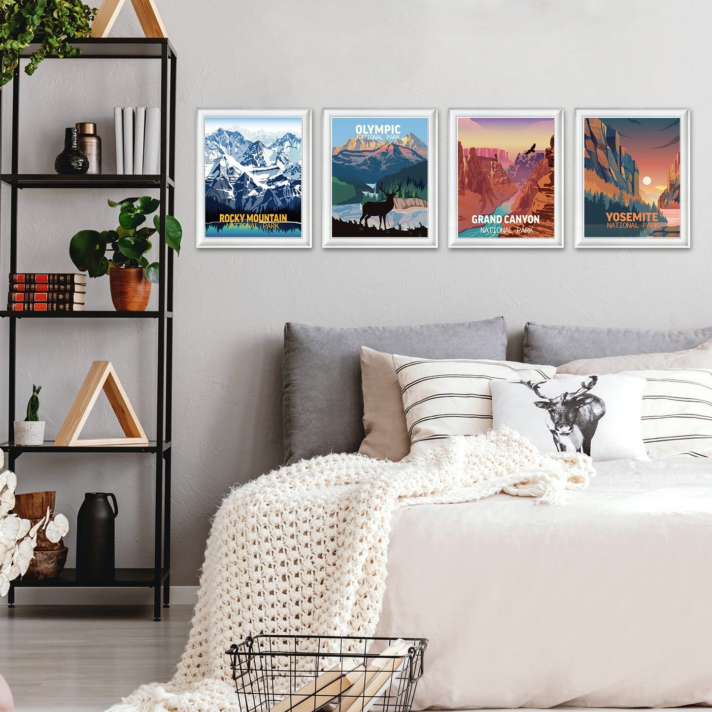 Outus 9 Pieces Vintage National Park Posters, National Park Art Prints Nature Wall Art and Mountain Print Set Abstract Travel Unframed for Hikers Campers Living Room Decor, 8 x 10 Inch(National Park)