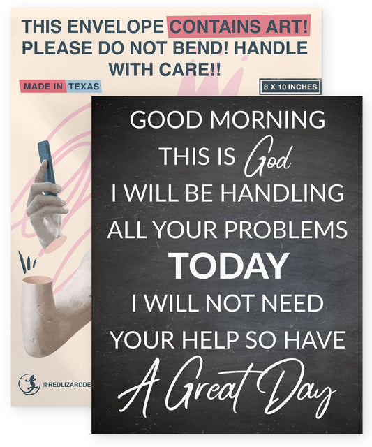 Good Morning This Is God Poster - Religious Wall Art - Bible Verses Wall Decor - Christian Wall Art - Scripture Wall Art - Religious Christian Wall Decor - Inspirational Quote - 8x10 In Print