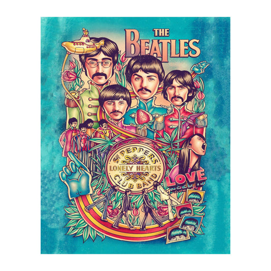 The Beatles - Sgt. Pepper's Band - Music Poster Print, This Ready to Frame Vintage Song Wall Art Decor Poster is Perfect For Music Room, Studio, And Living Room Decor, Unframed - 8x10"