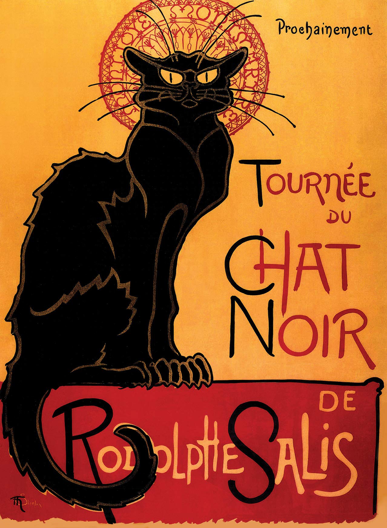 Palace Learning Tournée du Chat Noir by Theophile Alexandre Steinlen - 1896 - The Black Cat - Vintage Poster Print (Laminated, 18" x 24")