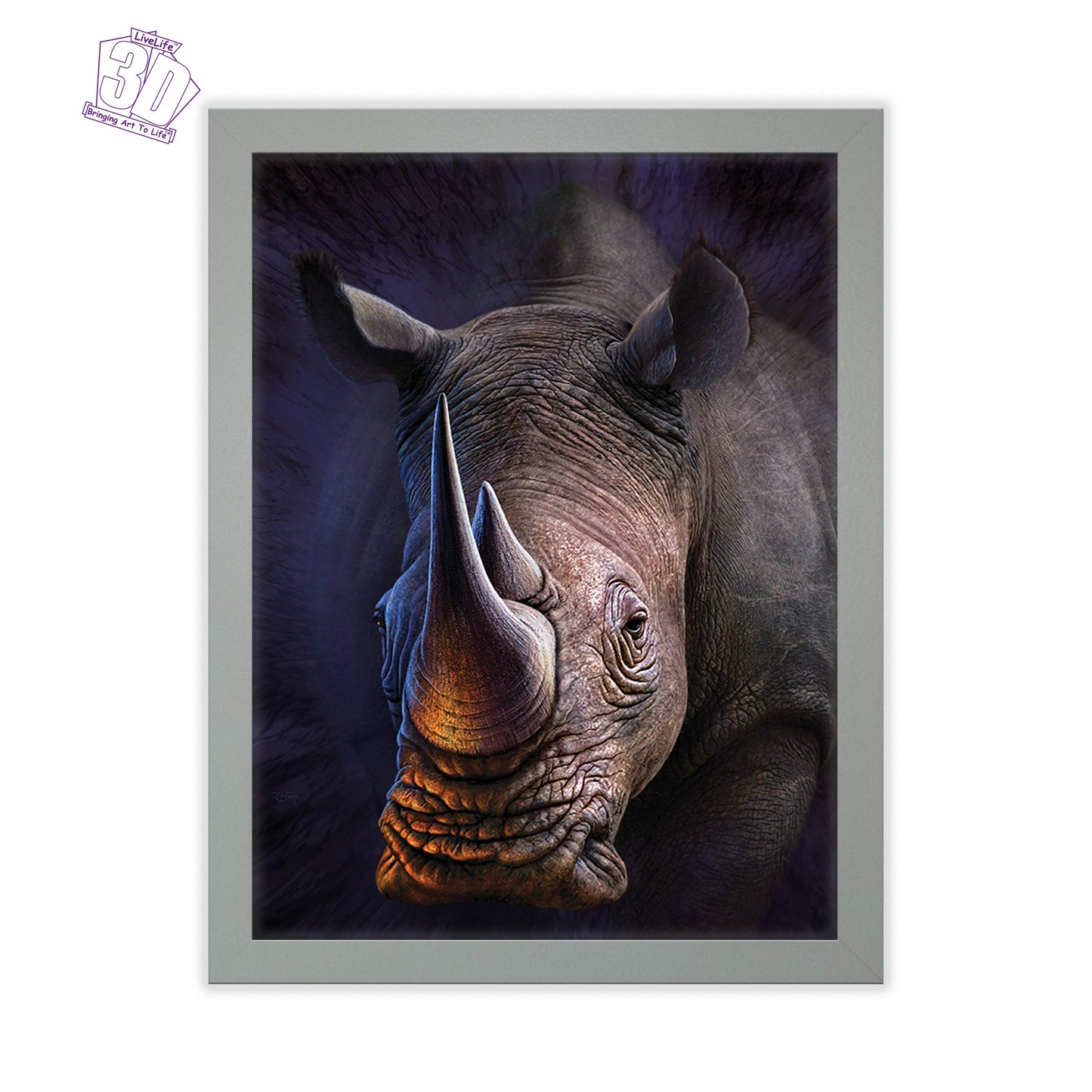 3D LiveLife Lenticular Wall Art Prints - White Rhino from Deluxebase. Unframed 3D Safari Animal Poster. Perfect wall decor. Original artwork licensed from renowned artist, Jerry LoFaro