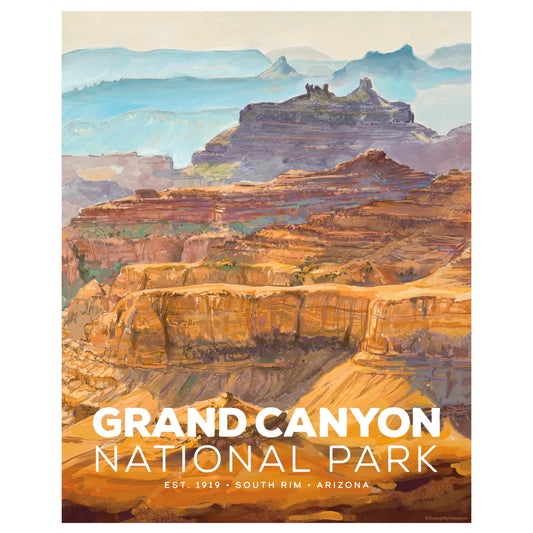 Grand Canyon National Park Poster, Watercolor Vintage Travel Posters, Nature Home Decor, Mountain Wall Art, National Park Gifts, Adventure Posters & Prints - UNFRAMED 8x10