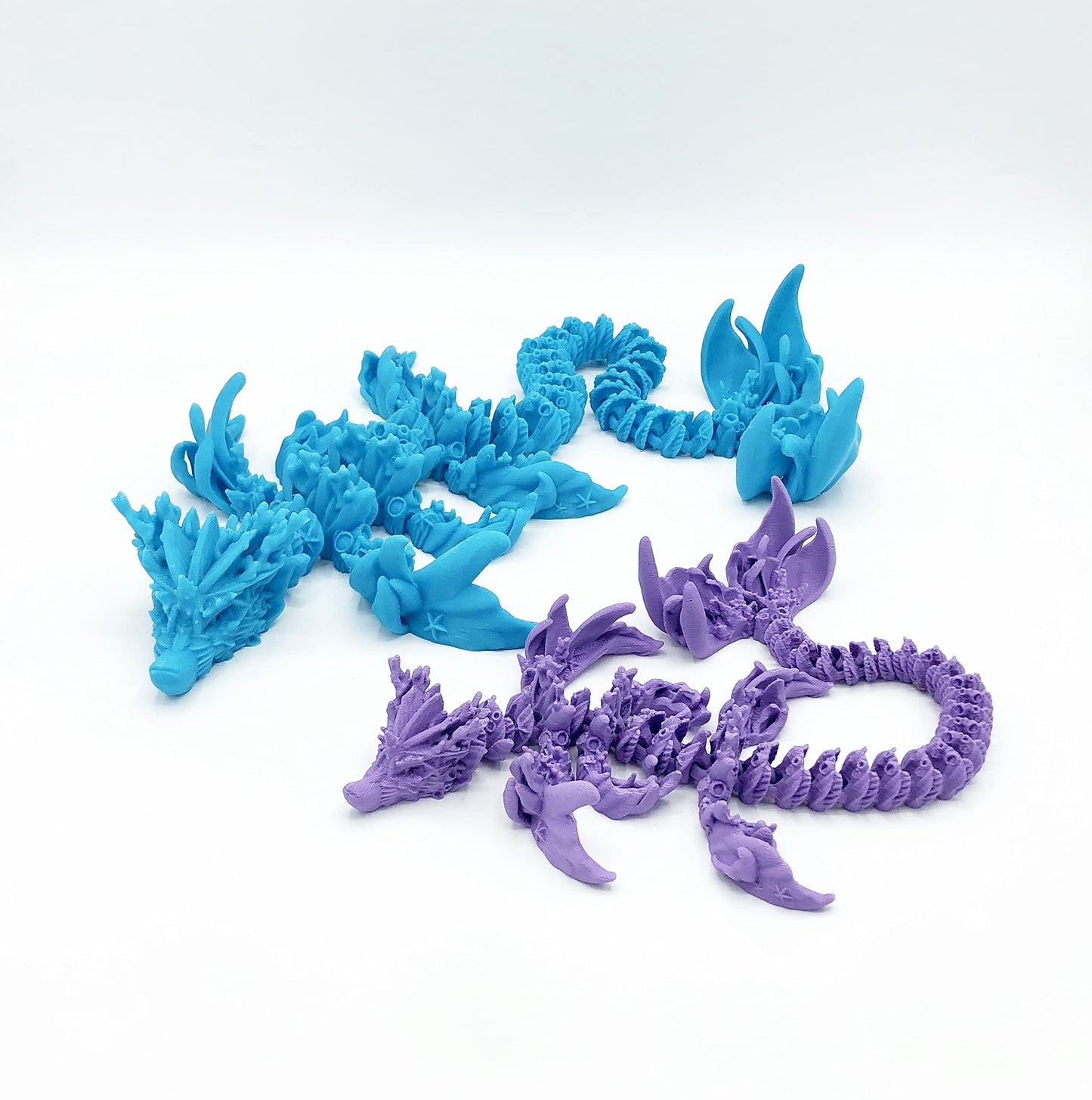 3D Printed Articulated Flexi Coral Sea Dragon Fidget Toy (Small, Cyan)