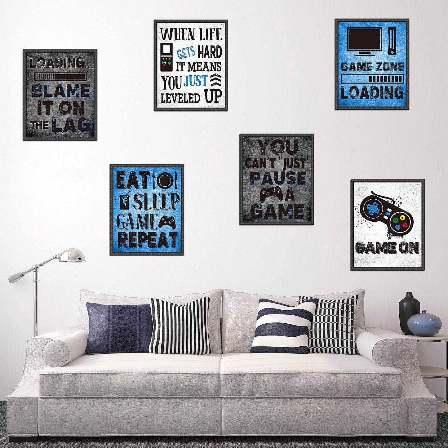 DRBLUEB 9 Pieces Video Game Themed Wall Art Print Poster, Game Themed Art Sign Print Room Wall Decoration Gift for Boys Bedroom Game Room Decorations Playroom Birthday Party Decor, No Frames 8” X 10”