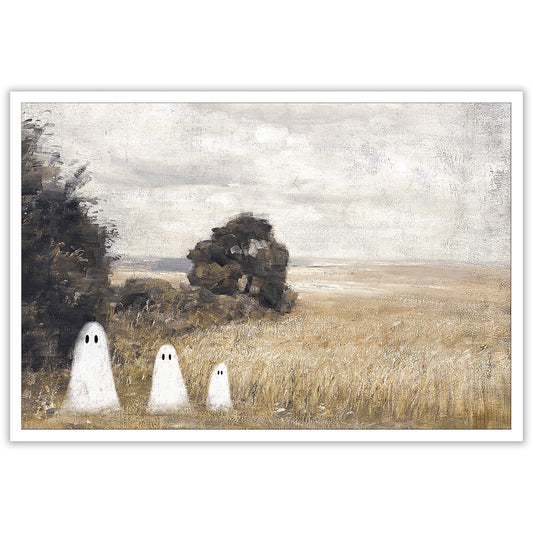 Htdsks Cute Ghost In Haunted Forest Canvas Wall Art Funny Spooky Poster Vintage Halloween Prints Painting Dark Academia Pictures Wall Decor 12x16in Unframed