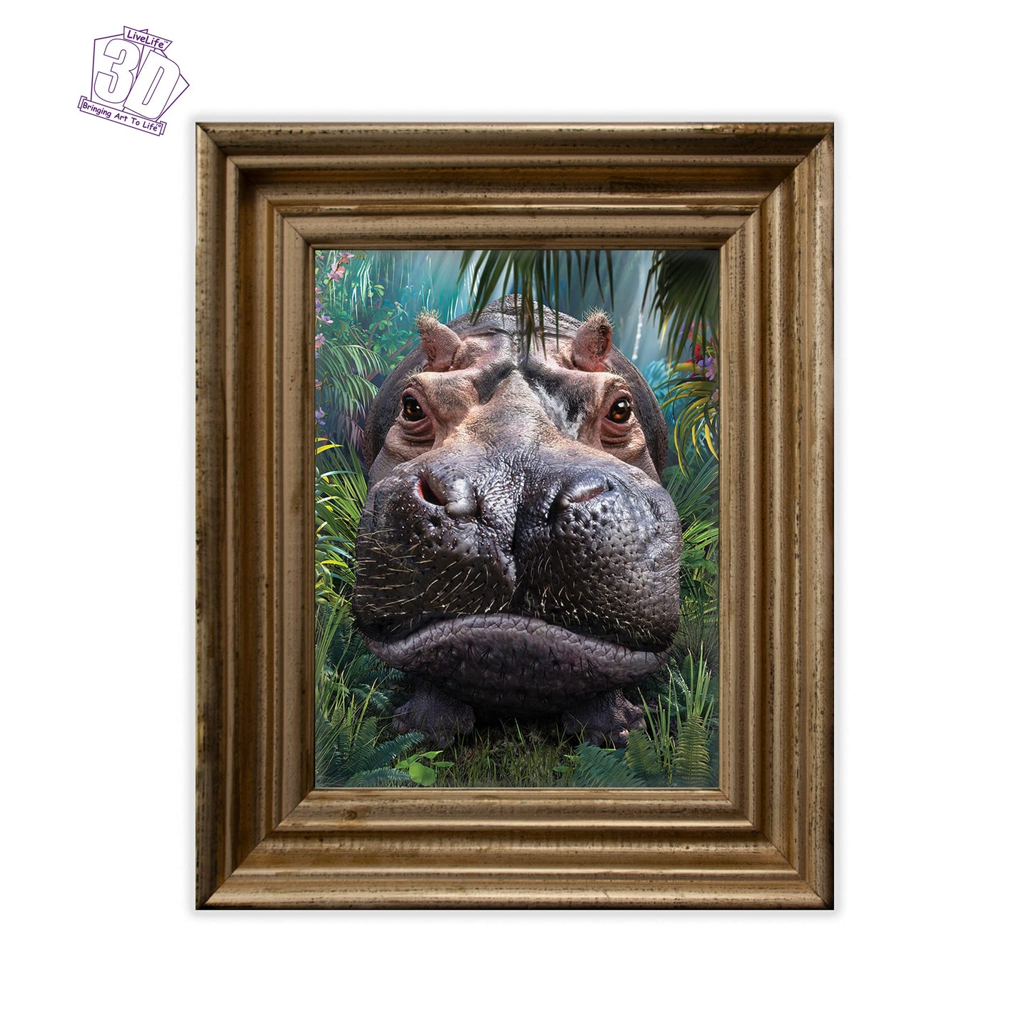 3D LiveLife Lenticular Wall Art Prints - Close Encounter from Deluxebase. Unframed 3D Hippo Poster. Perfect wall decor. Original artwork licensed from renowned artist, David Penfound