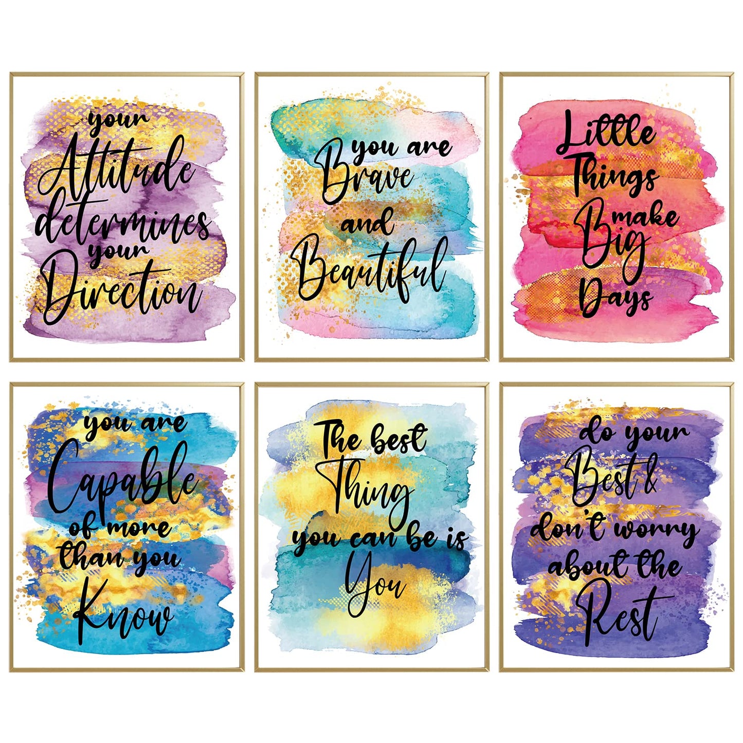 MTL HOE Abstract Colorful Wall Decor, Positive Sayings Inspirational Wall Art Print, Motivational Quotes Wall Decor, Gifts For Girls, Posters Rainbow Wall Decor For Teen Girls' Bedroom Playroom