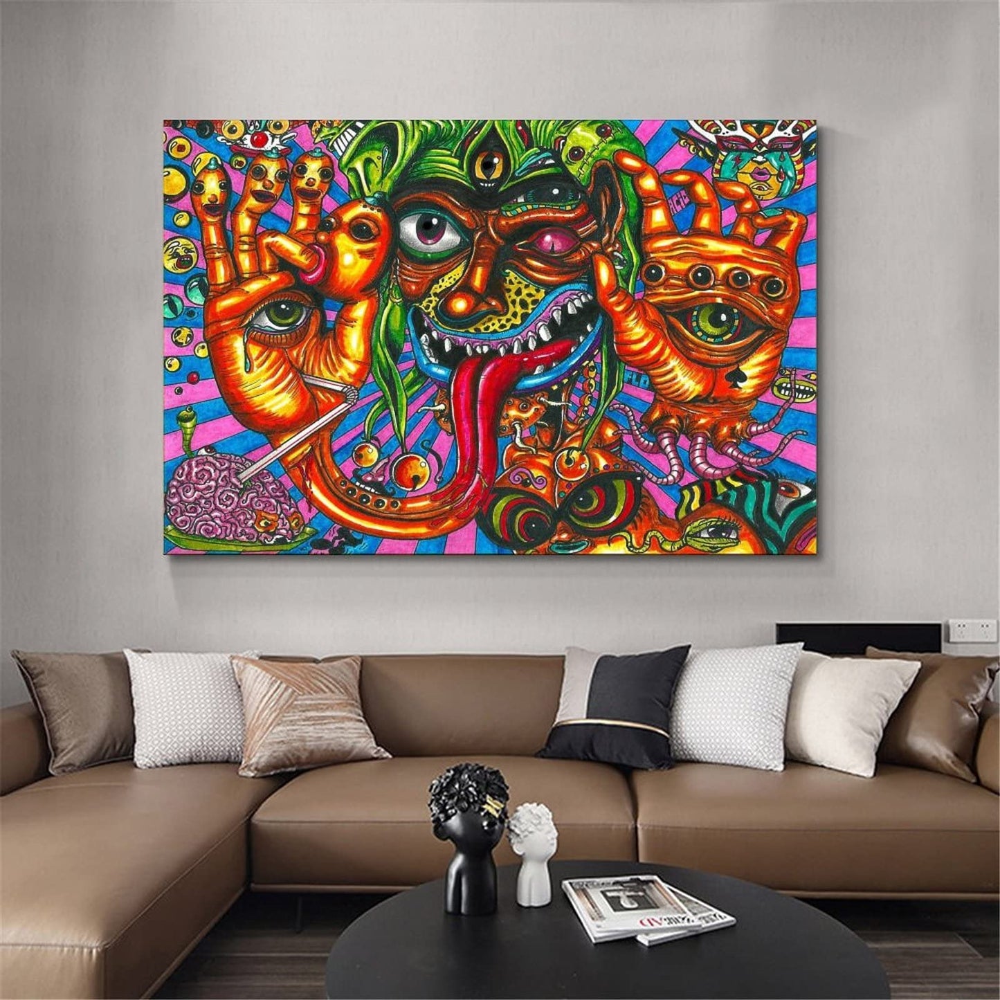 BUUTUUCE Colorful Graffiti Hippie Style Psychedelic Abstract Canvas Art Poster And Wall Art Picture Print Modern Family Bedroom Decor Posters 16x24inch(40x60cm)