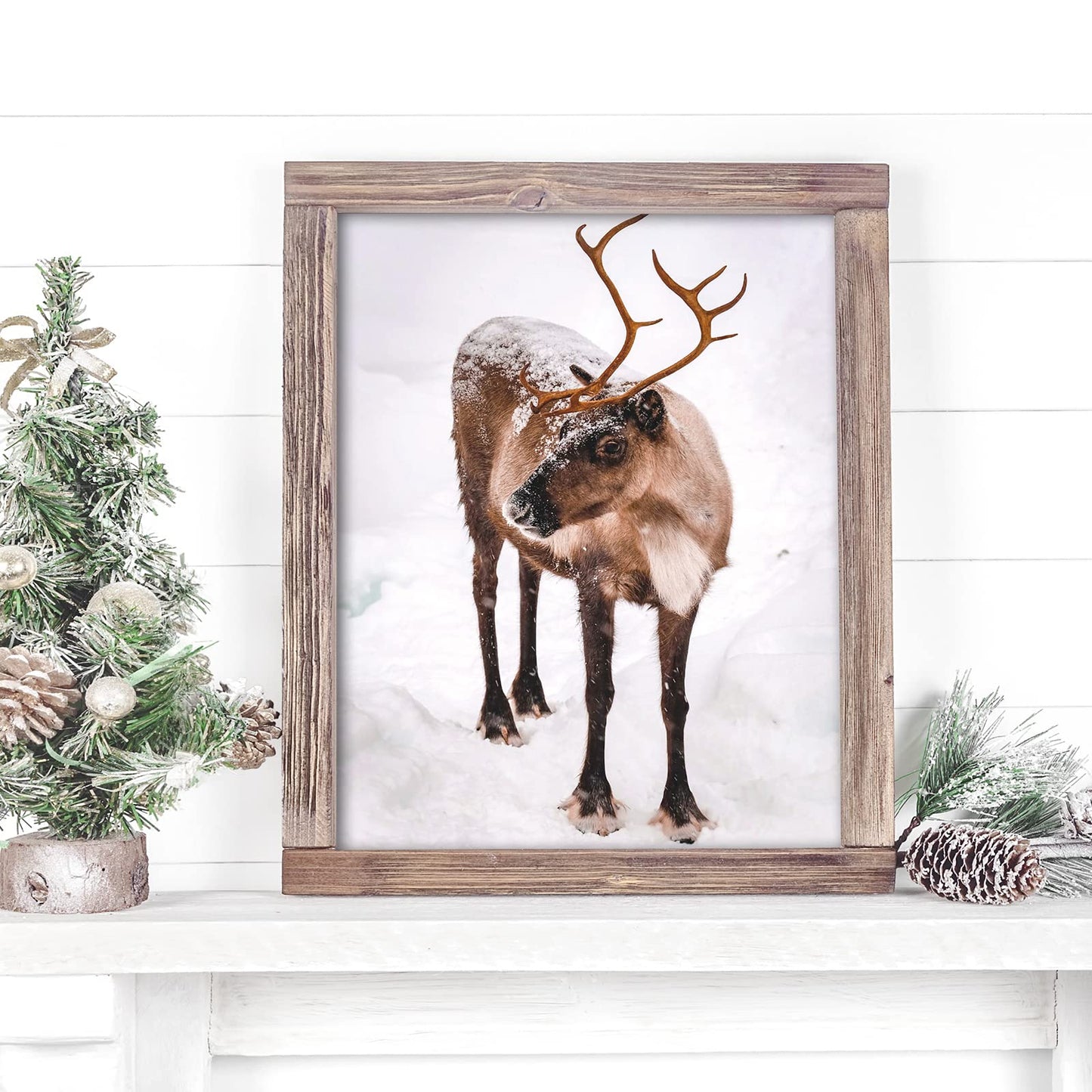 Whaline 8x10in 12Pcs Winter Wall Art Prints Cozy Christmas Room Decor Scandinavian Poster Snow Forest Frost Pictures Xmas Tree Deer Mountain House Photo for Gallery Wall Home Nordic Decor(UNFRAMED)