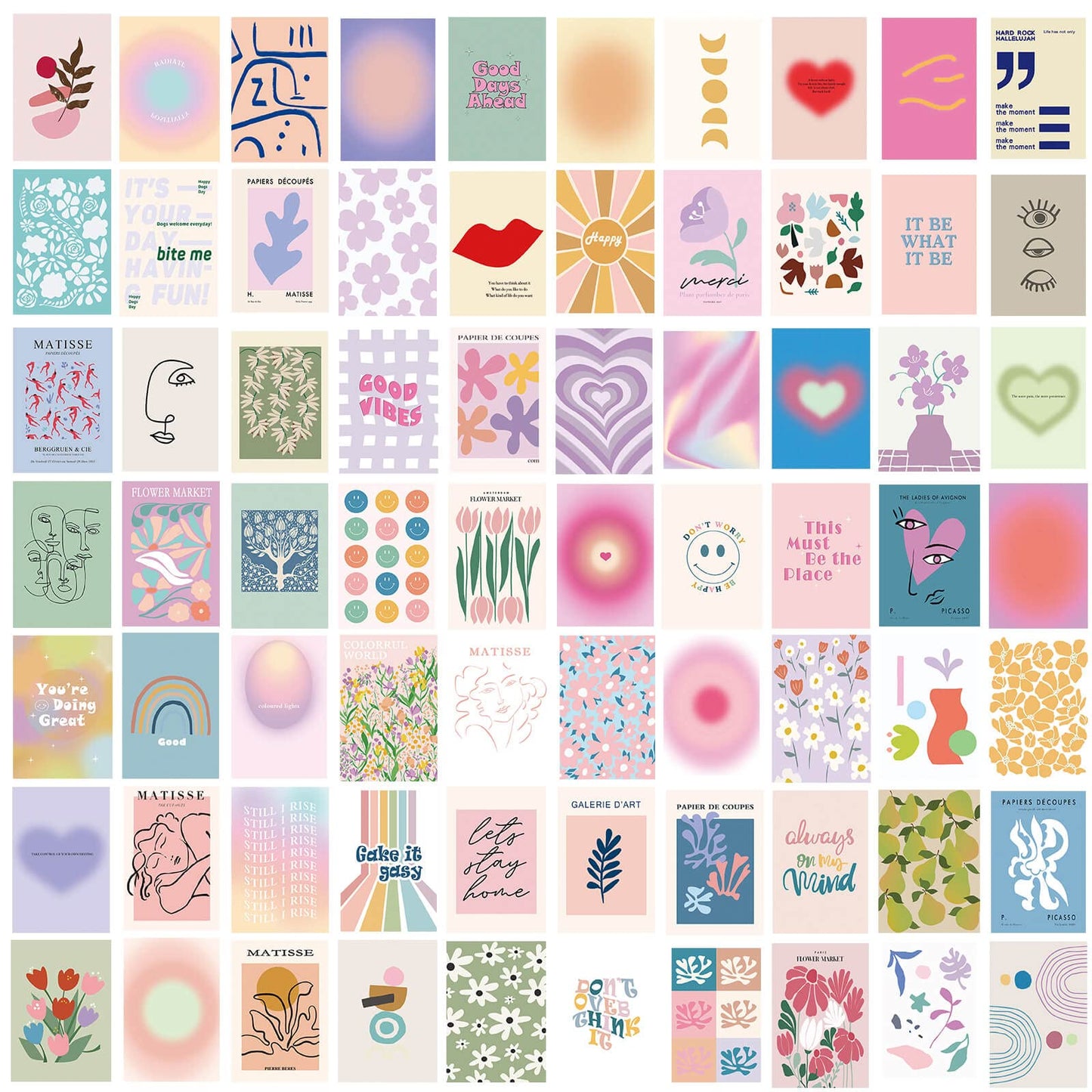 Room Decor Aesthetic,Pink Wall Decor,70PCS Cute Wall Posters,Danish Pastel Wall Collage Kit,Y2k Decorations,Preppy Room Decor for Teen Girls Apartment/College Dorm/Bedroom Decor,Photo Prints,4x6 Inch