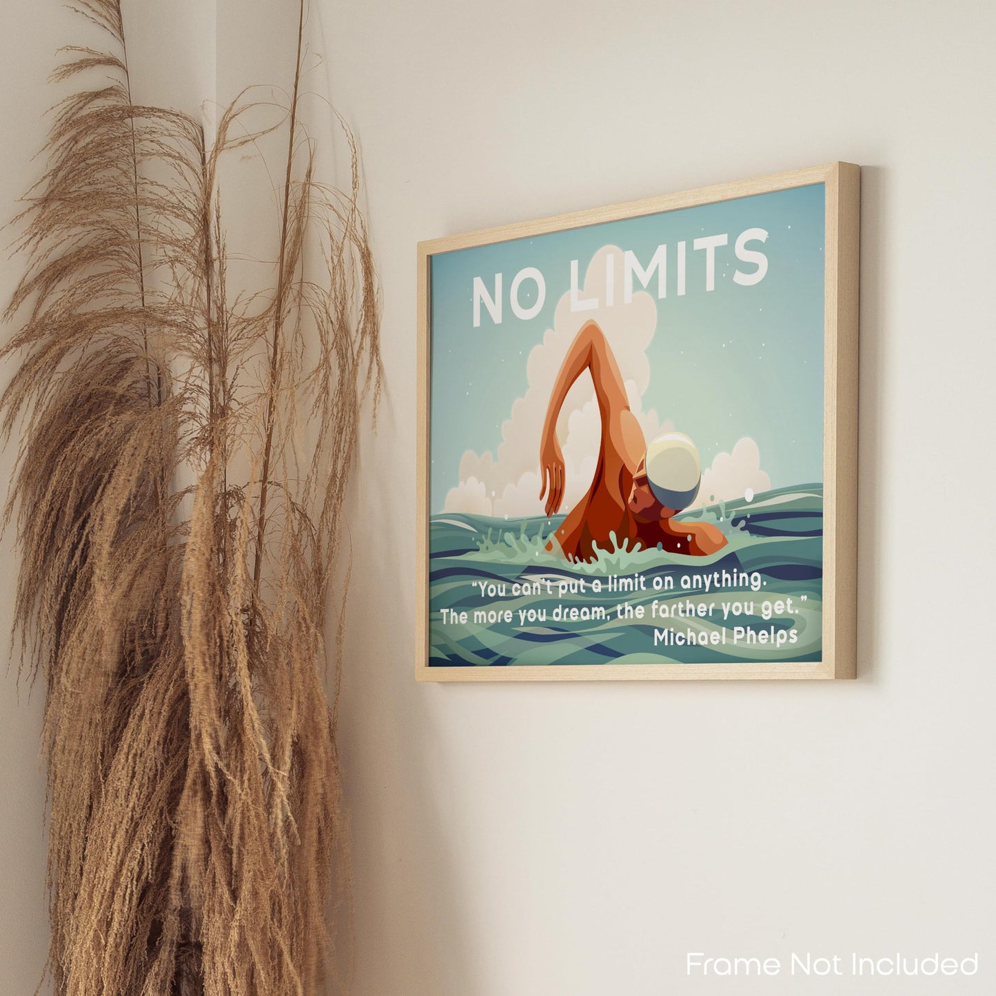 Inspirational Wall Art Co. - No Limits - Swimming Pool Sports Boys Kids Girls Wall Decor Wisdom Motivational Quotes Posters - Poster Gift Print Bedroom Home Decor - 11X14 inches