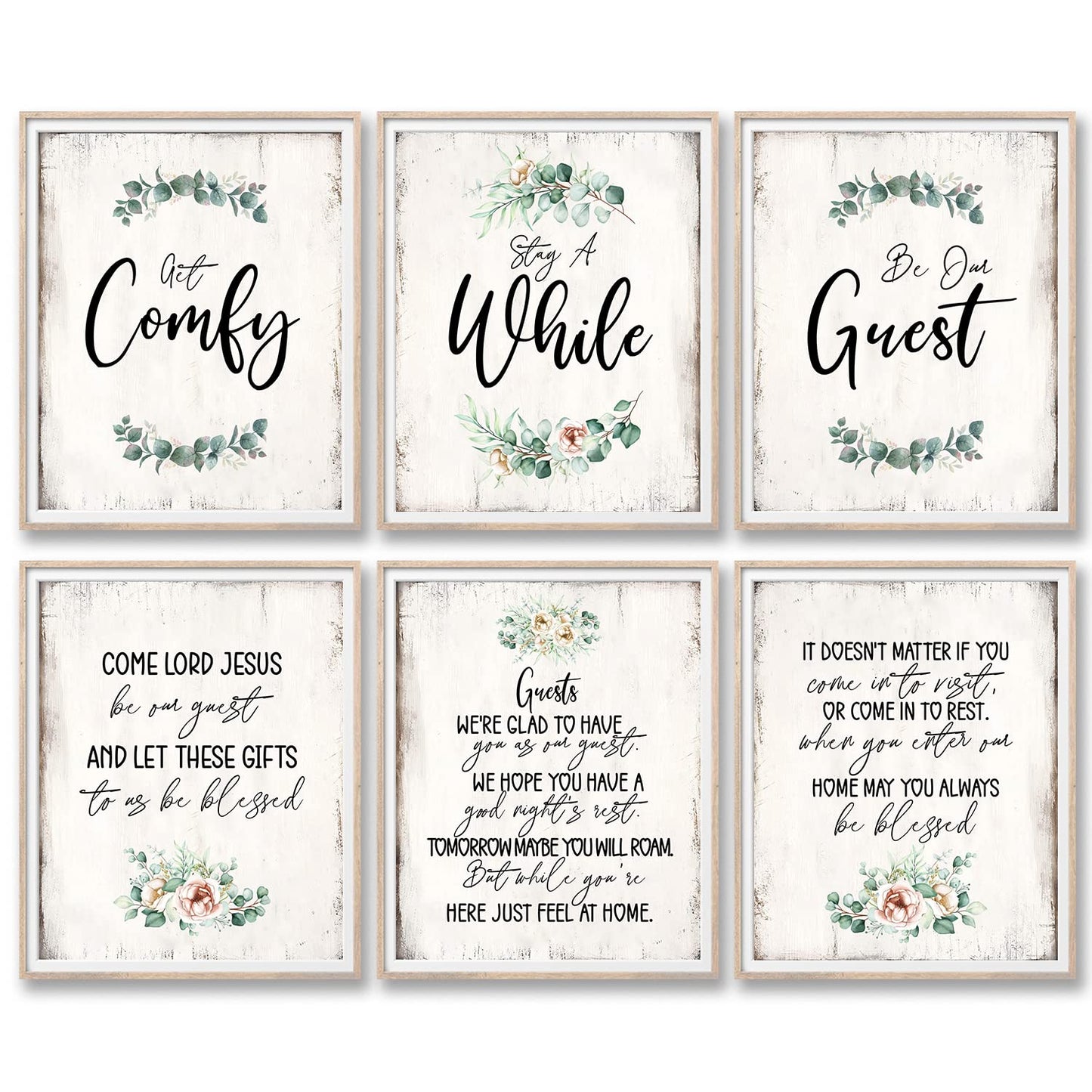 Be Our Guest Wall Art Prints, Farmhouse Guest Room Decor, Biblical Wall Art Poster, Christian Wall Art Guest Bedroom Essentials, Welcome Sign, Spare Bedroom Decor (Set Of 6, 8 X 10 In, Unframed）