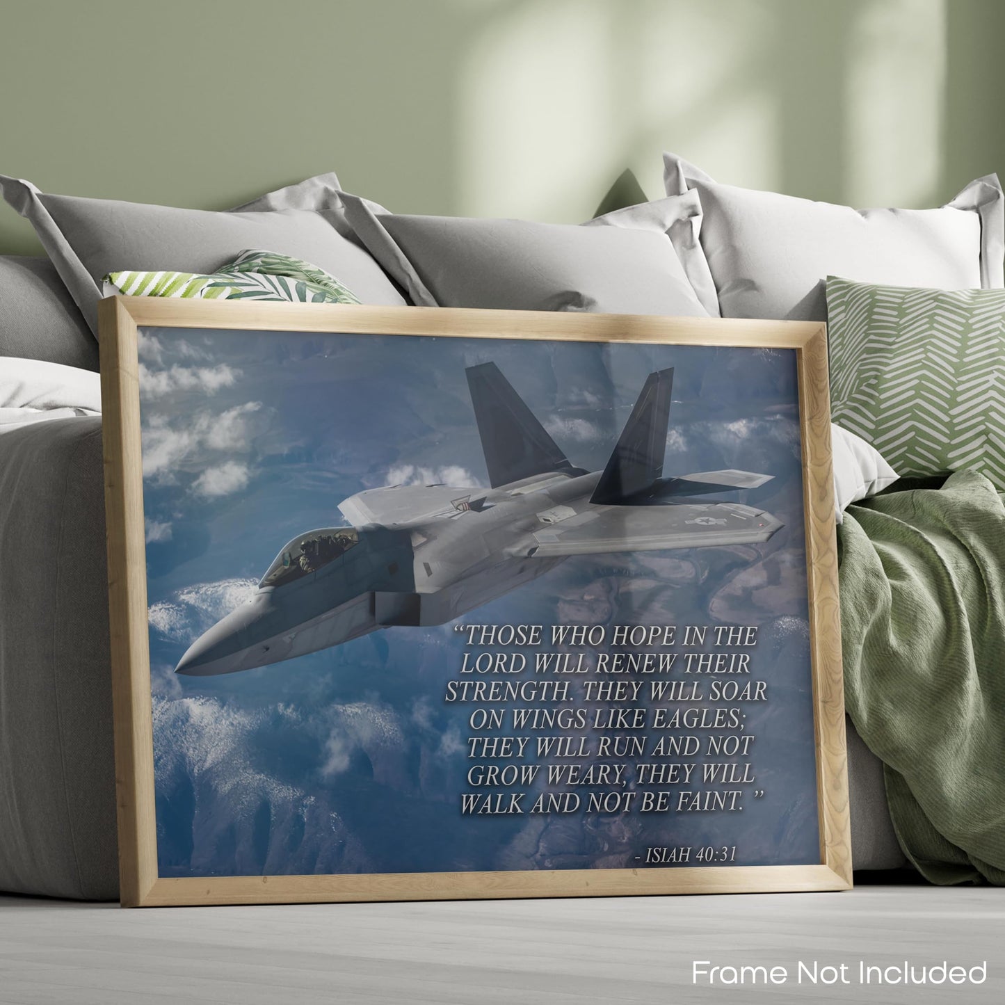 Inspirational Wall Art Co. - Bible Verse - Veteran Air Force Jet Aircraft Sky Infantry Religious Motivational Players Quotes Posters - Print Home Gift Bedroom Decor - 11X14 inches