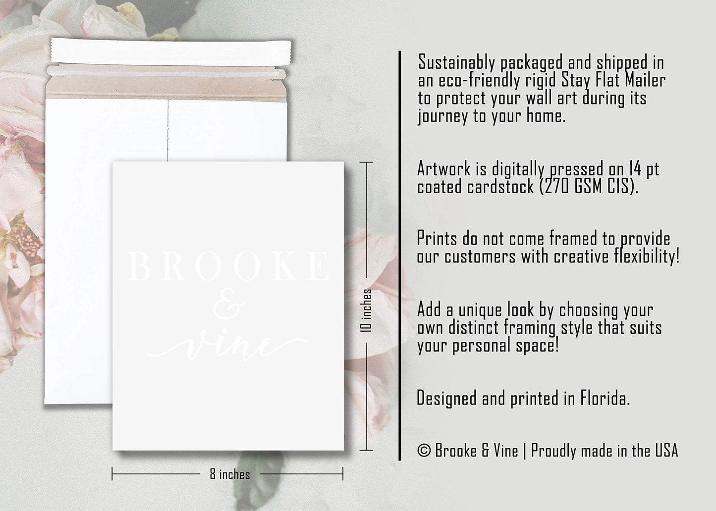 Brooke & Vine Inspirational Women Teen Girls Room Wall Decor Art Prints (UNFRAMED 8 x 10) Gift of Motivational Quote Posters Office Bedroom (She Has Fire In Her Soul - Black and Gold)