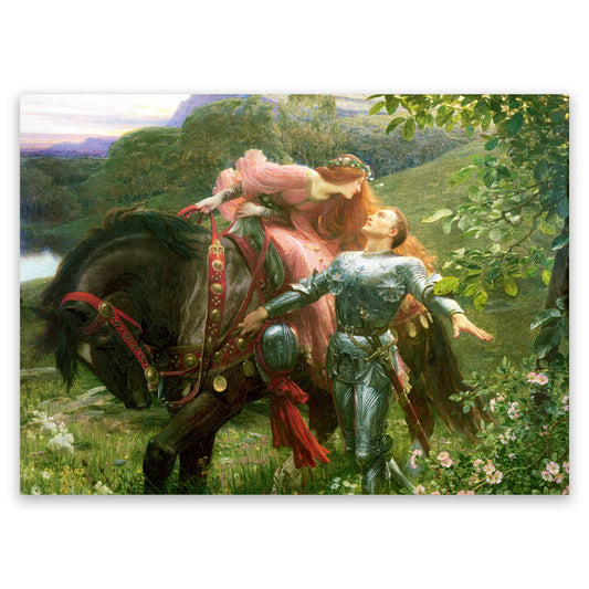 ZZPT La Belle Dame Sans Merci Poster - Frank Dicksee Prints - Famous Painting Reproduction - Modern Canvas Wall Art Pictures for Bedroom Living Room Home Decor Unframed (9x12in/23x30cm)