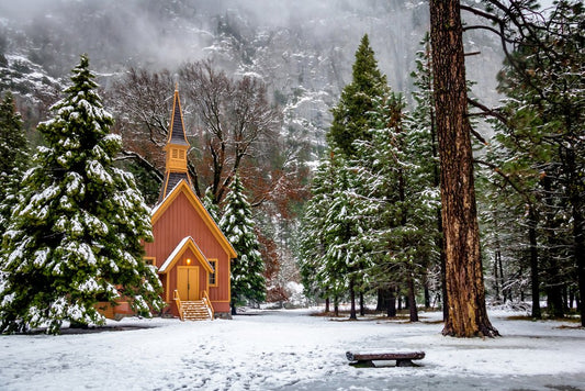 Yosemite Valley Chapel in Winter Yosemite National Park Photo Photograph Cool Wall Decor Art Print Poster 18x12