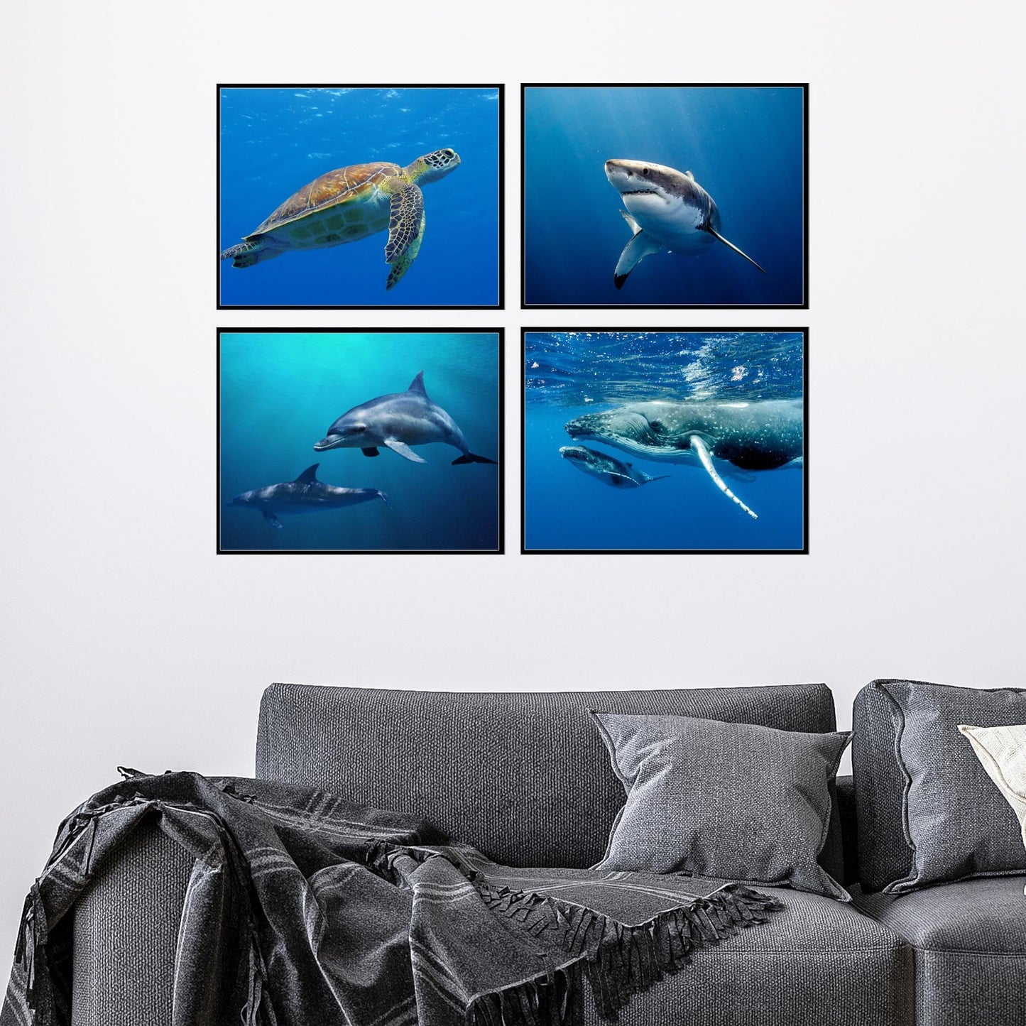 Insire Ocean Print Poster, Whale Shark Poster, Whale Poster, Dolphin Poster, Whale Pictures, Sea Turtle Poster, Dolphin Posters for a Wall, Shark Posters for Walls - Unframed (8x10”)