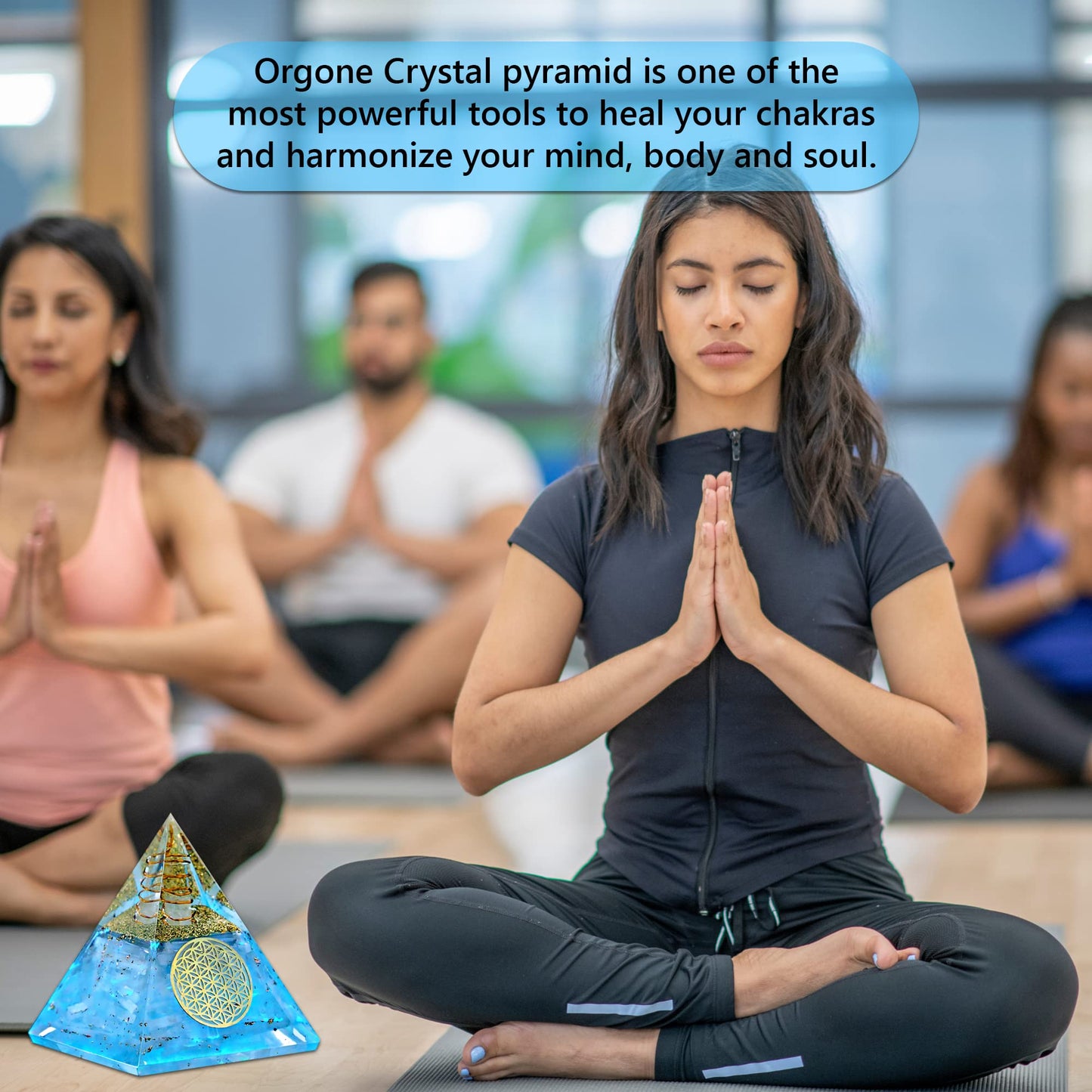 Anaya Agate Selenite Glow Orgonite Pyramid – Handmade Selenite Orgone Pyramid for High Frequency Vibration, Powers of Manifestation – White Crystal Pyramid Promotes Peace and Calmness