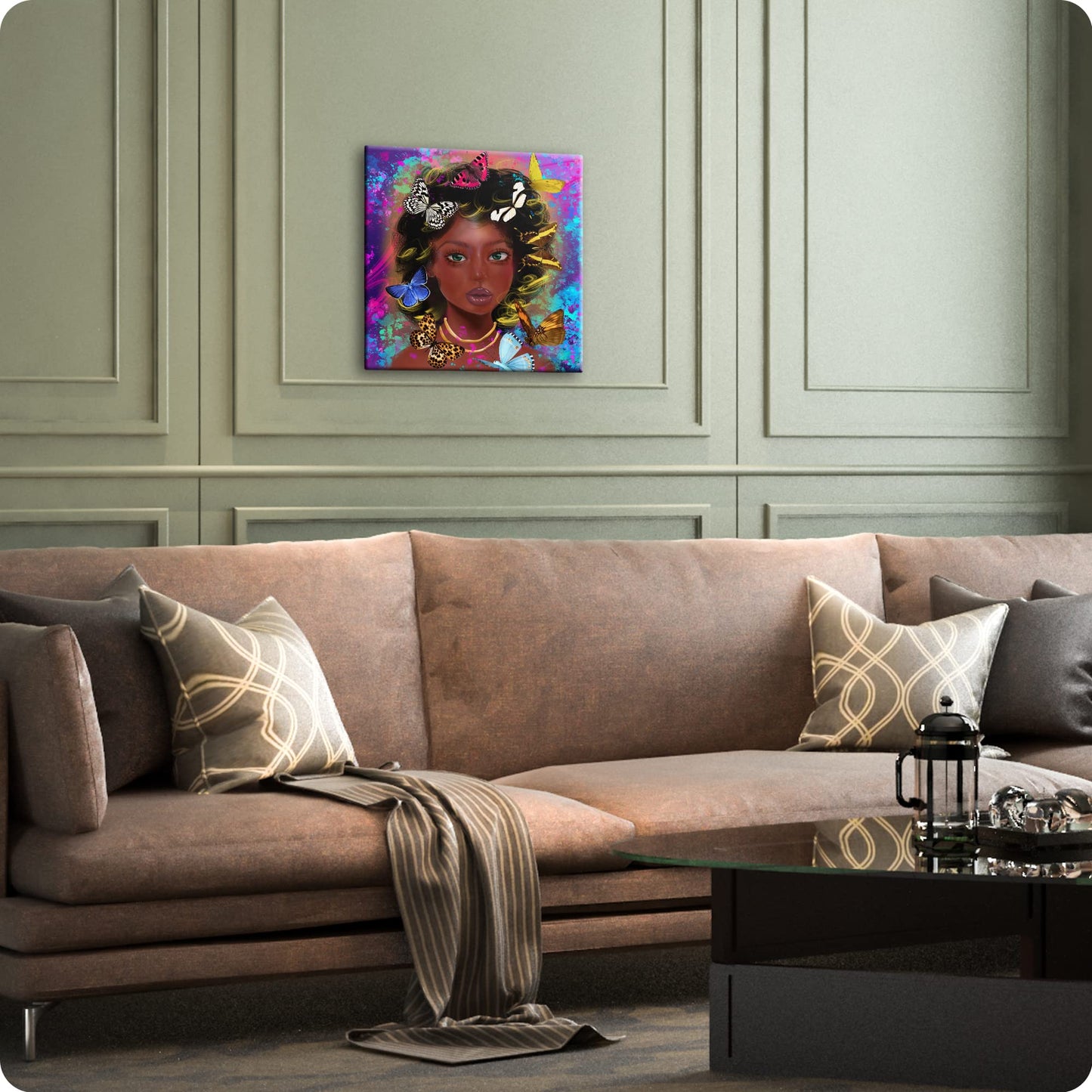 African American Wall Art for Living Room Black History Month Decorations Black Girl Women Canvas Wall Art Abstract Modern Indian Women Wall Decor Butterfly Print Painting Poster for Bathroom Bedroom