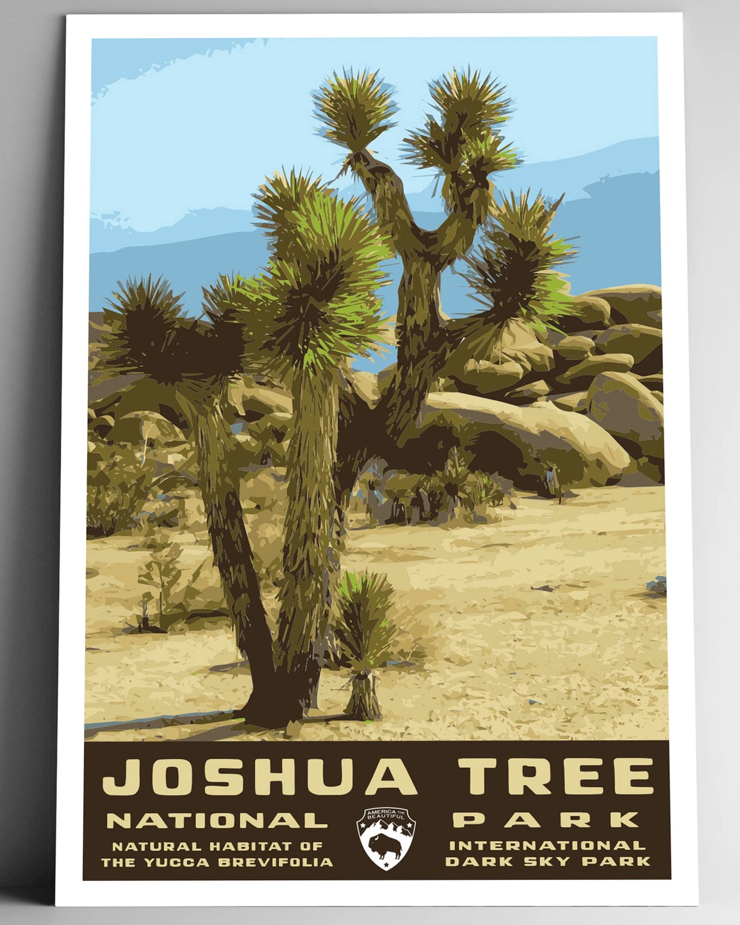 Joshua Tree National Park Vintage-Style Travel Poster - 8x10-12x18-18x24-24x36 / 4x6 Postcard WPA Style Art Print California USA Desert (4x6 Inch Postcard)