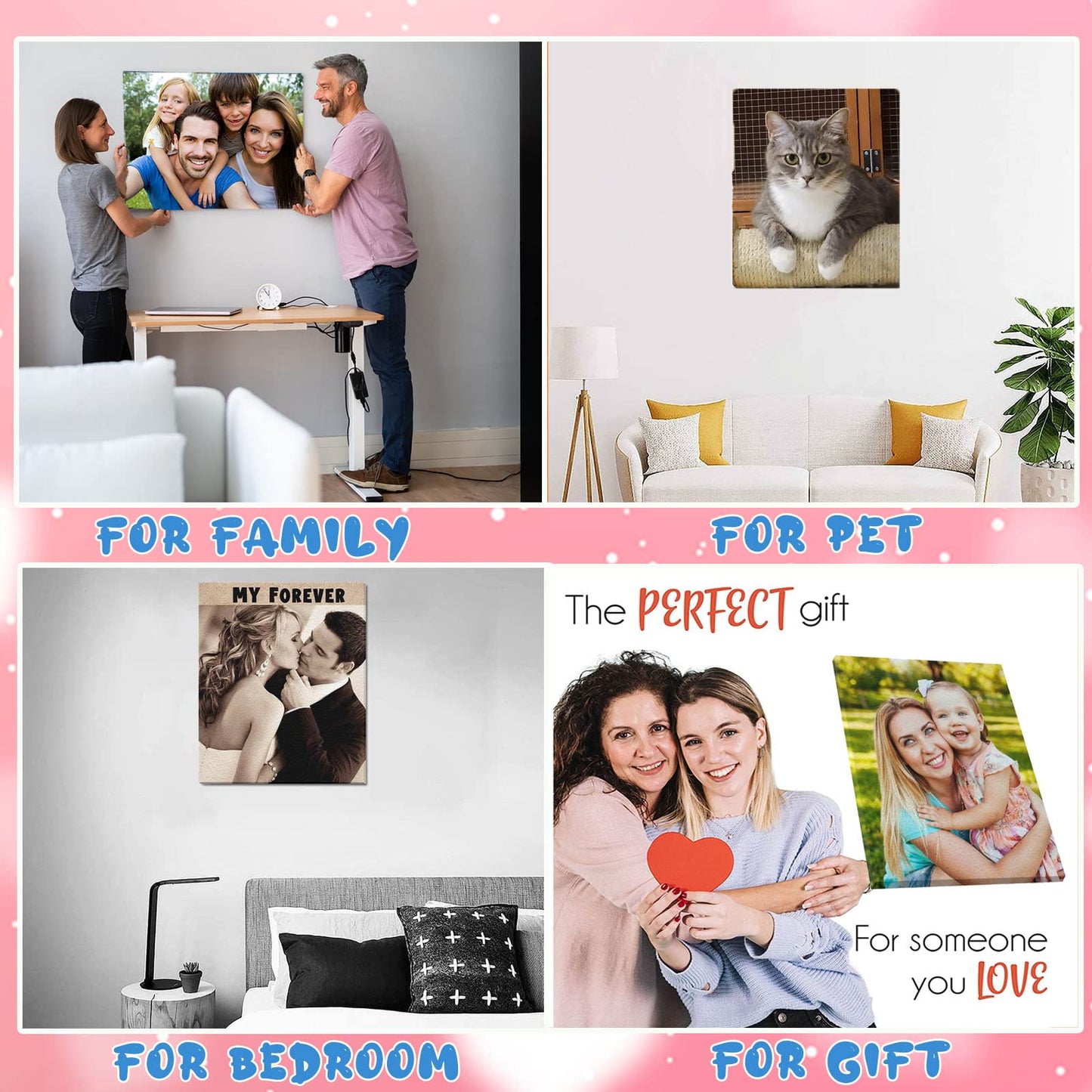 Personalized Canvas Print with Photo Text, Custom Picture Poster Print for Wall, Customized Framed Wall Art Photo Gifts-8" x 10"