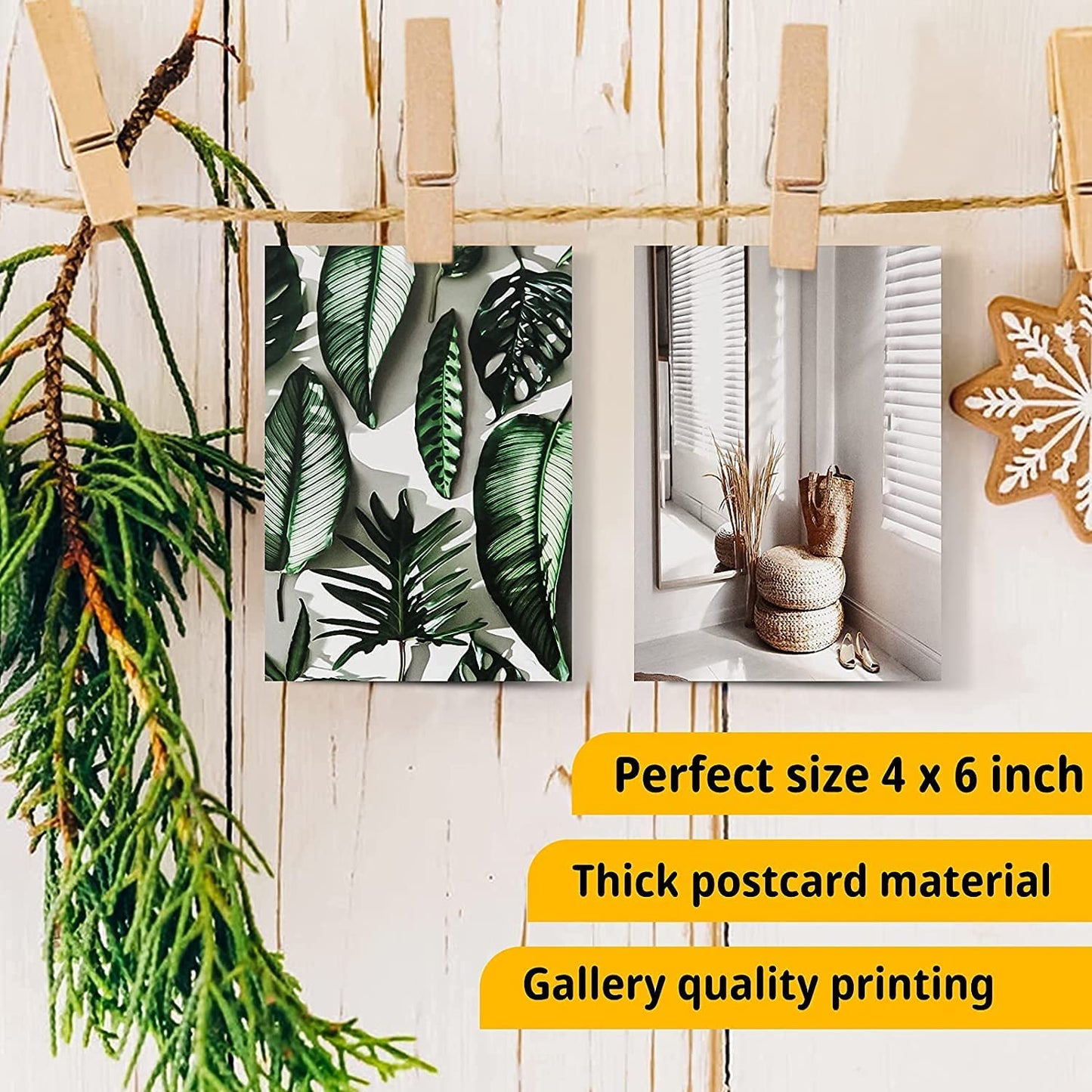 SUPOW Wall Collage Kit 70pcs, Aesthetic Pictures for Room Decor, Boho Cottagecore Art Illustration, Neutral Dorm Decor Photo Prints, Cute Green VSCO Posters, Trendy Bedroom Teen Girls 4x6 inch