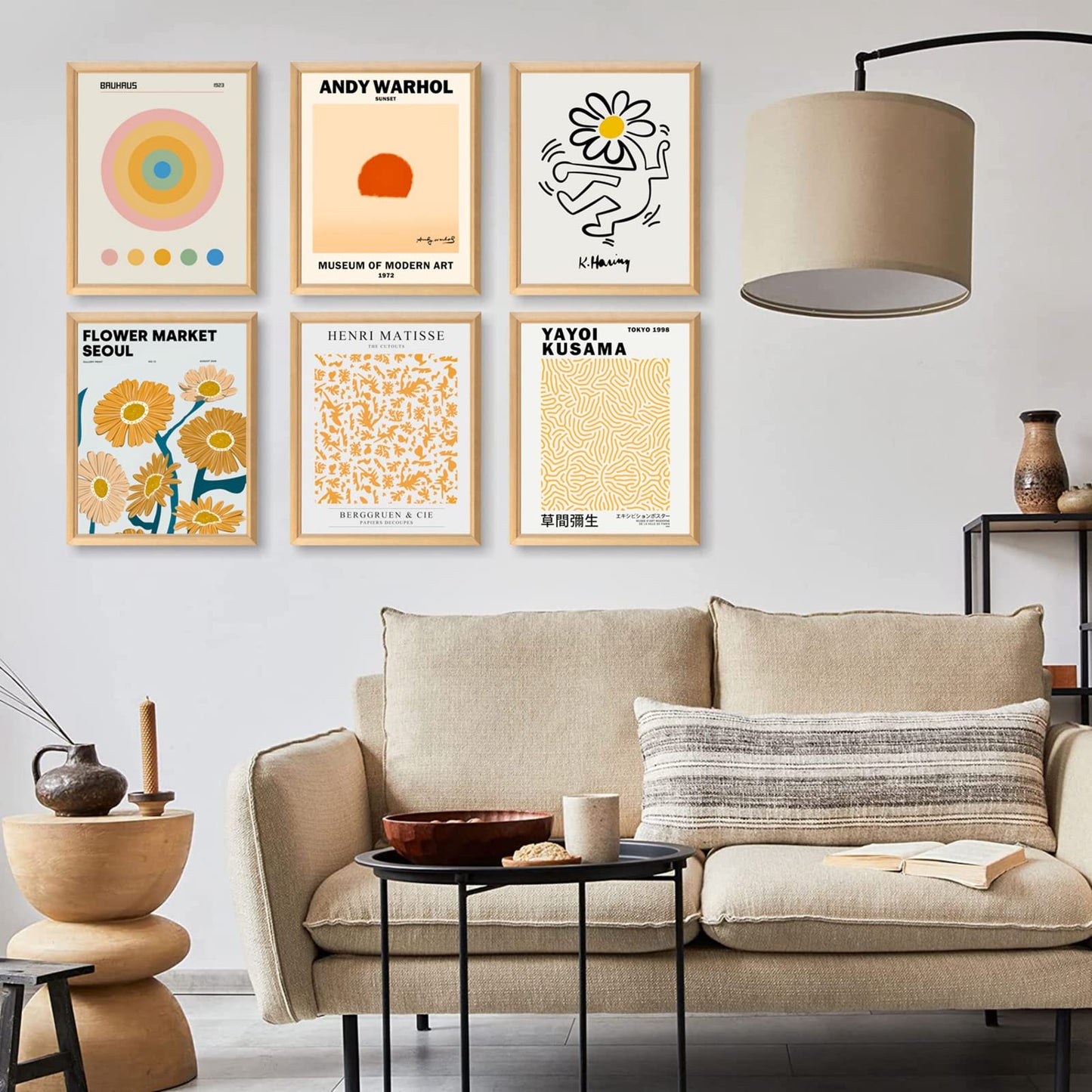 dazongweihan Yellow Matisse Prints Wall Art, Aesthetic Posters Danish Wall Art,Unframed, Flower Market Exhibition Posters,8x10in, Set of 6(C)