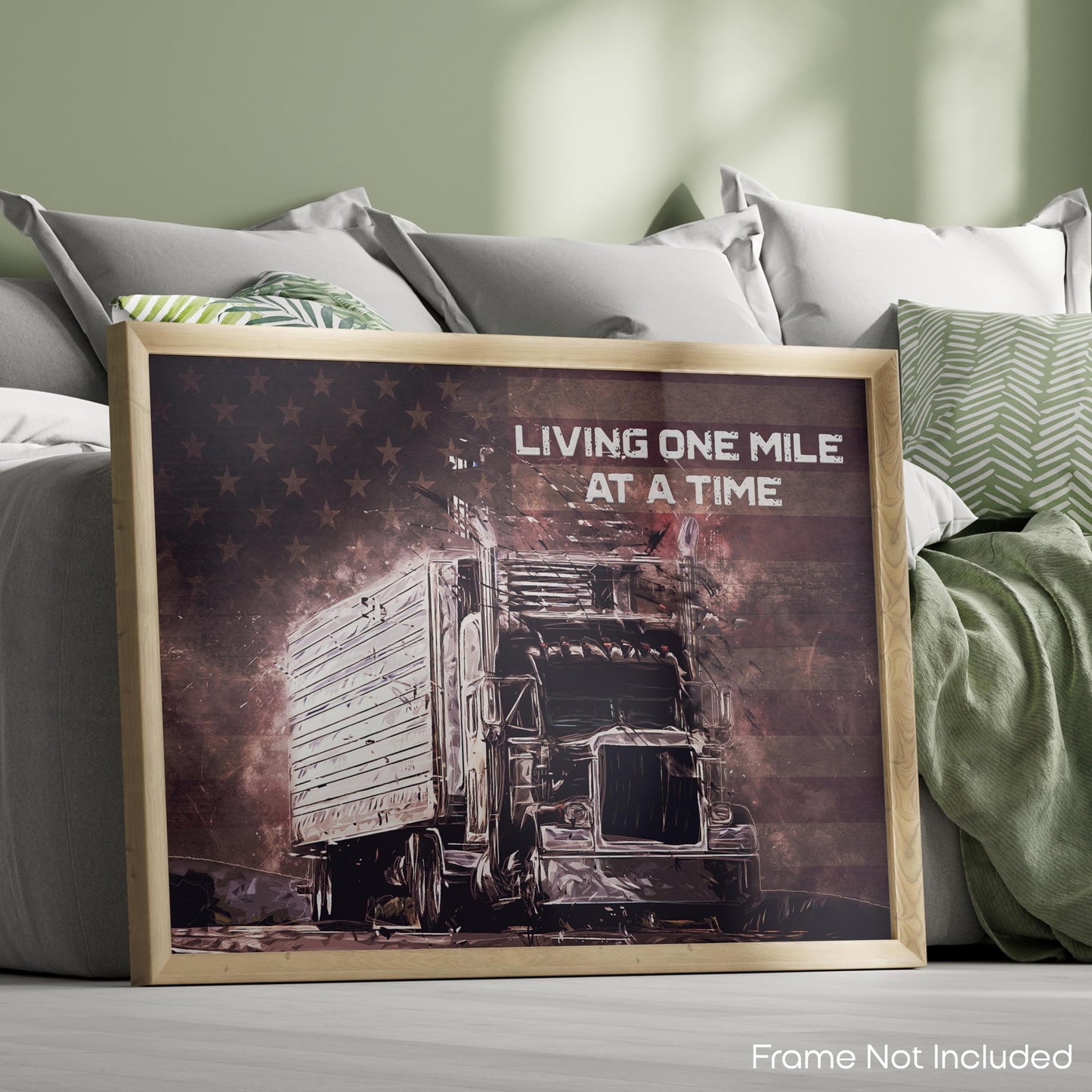 Inspirational Wall Art Co. - One Mile - Semi Truck Motivation Quotes Posters - Print Gift Dispatch Diesel Driver Convoy Home Office Decor - 11X14 inches