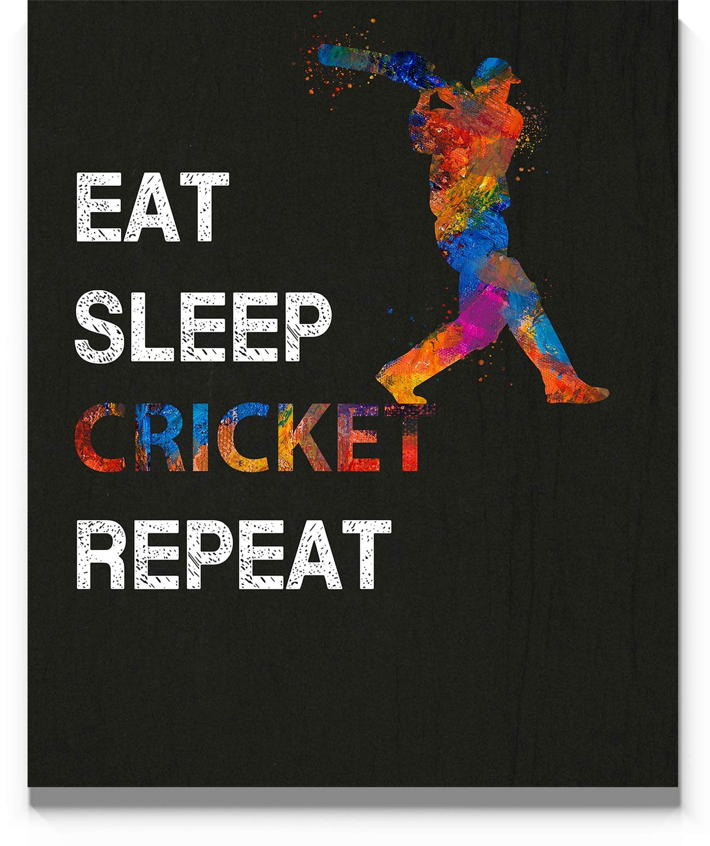 Eat Sleep Cricket Repeat Quote Wall Art, 11x14 inch Unframed Poster Print, Ideal for Cricket Players, Cricket Coach, Umpire and Fans