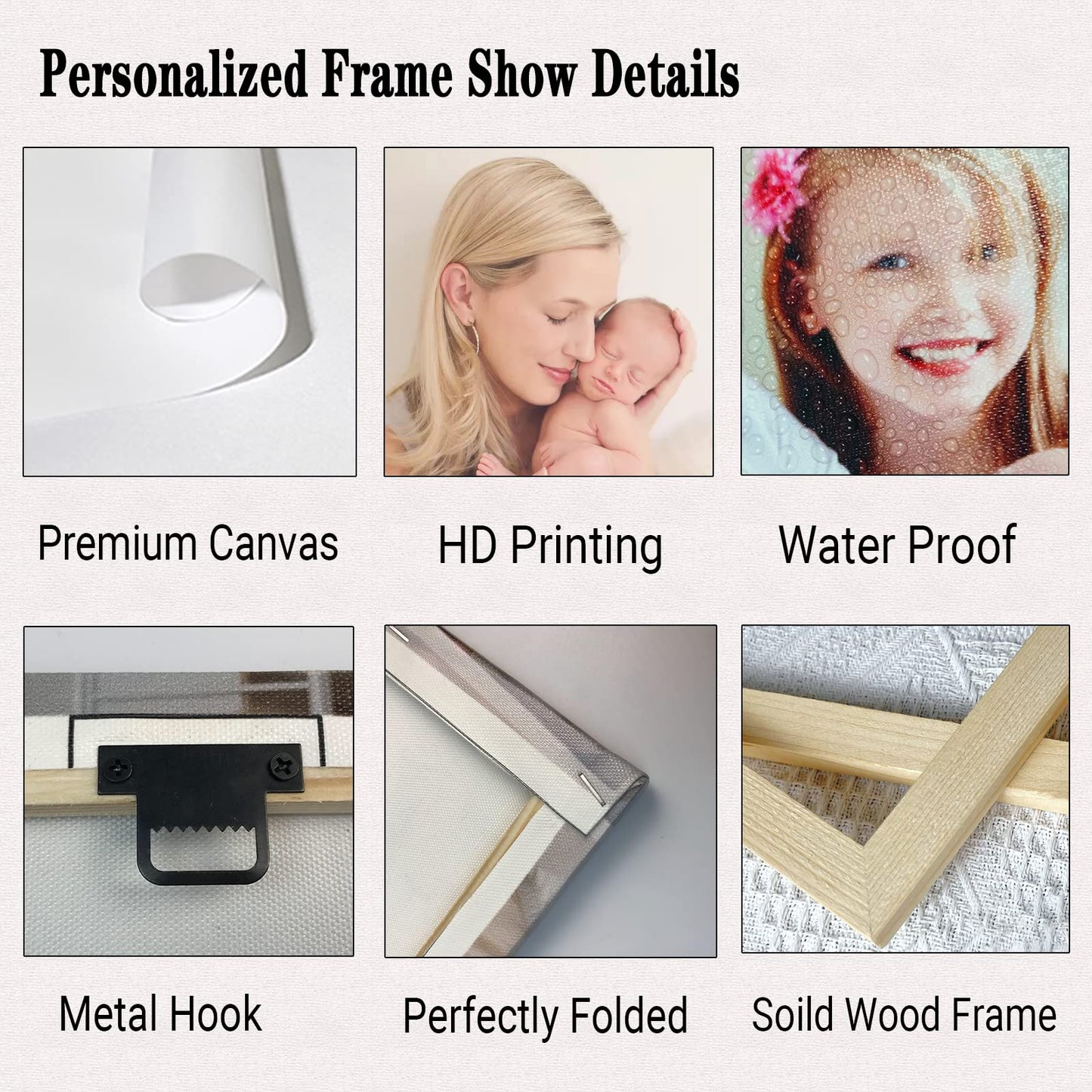 Custom Photo Poster 6"×8" Prints Personalized Picture for Wall Customized Canvas Pictures Wall Decoration Unique Memorial Gifts  (6"x8"(15x20cm) Frame)