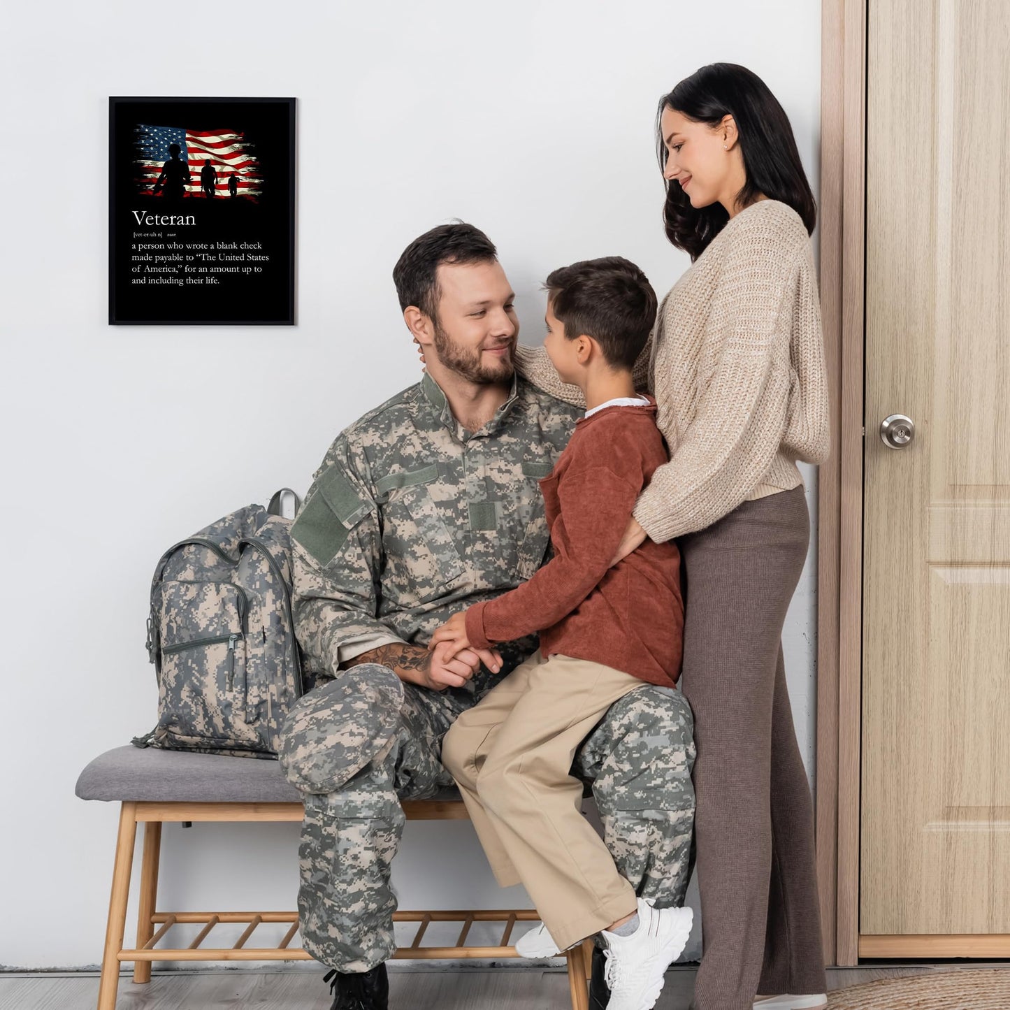 Definition of a United States Veteran - American Military Patriotic Wall Art Poster, This American Flag Wall decor Is Ideal For Home Decor, Military School, Office, and Room Decor, Unframed - 8x10"