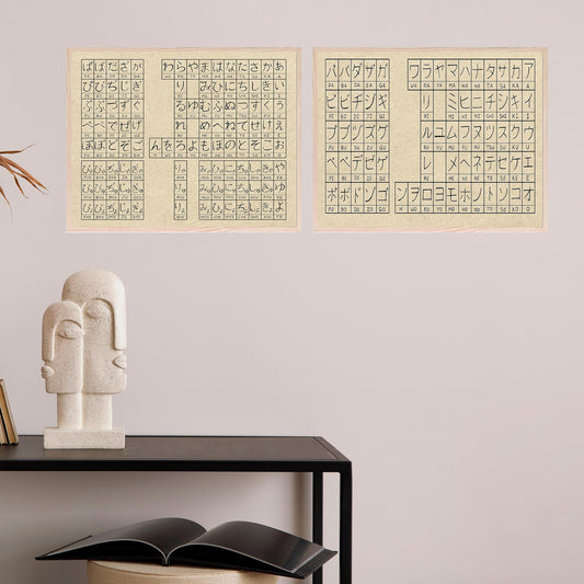 BigWig Prints Japanese Alphabet Poster - Learn Japanese, Japanese Hiragana Poster, Katakana Poster, Japanese Language Learning Poster, Hiragana and Katakana Chart - Unframed Set of 2 (8x10)