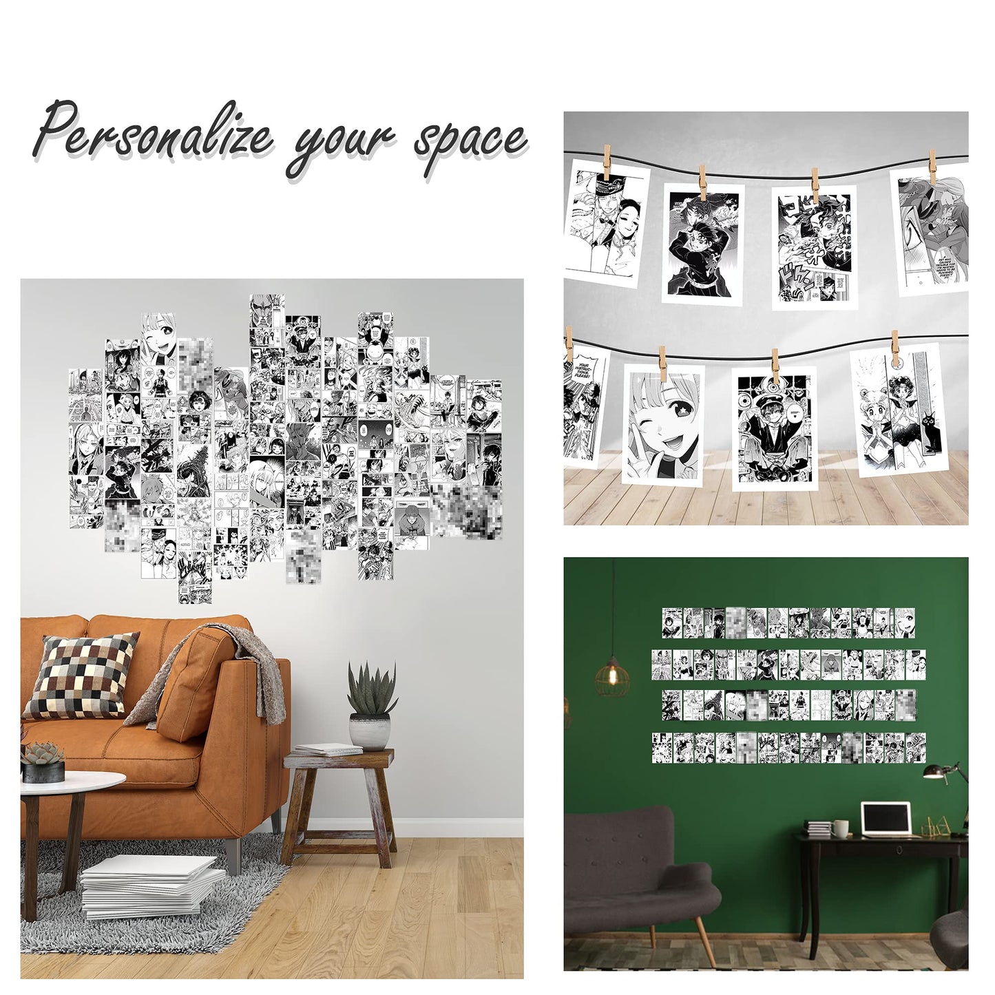 YINGENIVA 50PCS Anime Panel Aesthetic Pictures Wall Collage Kit, Anime Style Photo Collection Collage Dorm Decor for Teens and Young Adults, Wall Prints Kit, Small Posters for Room Bedroom Aesthetic