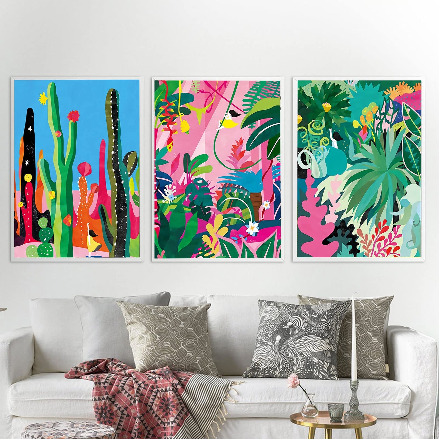 3 Pieces Green Fresh Leaf Monstera Plant Wall Art Canvas Painting Nordic Posters And Prints Wall Pictures for Living Room Bedroom Decor 16x24 Inch No Frame (Botanical Garden Wall Art, 12x16in x 3)