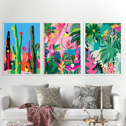 3 Pieces Green Fresh Leaf Monstera Plant Wall Art Canvas Painting Nordic Posters And Prints Wall Pictures for Living Room Bedroom Decor 16x24 Inch No Frame (Botanical Garden Wall Art, 12x16in x 3)
